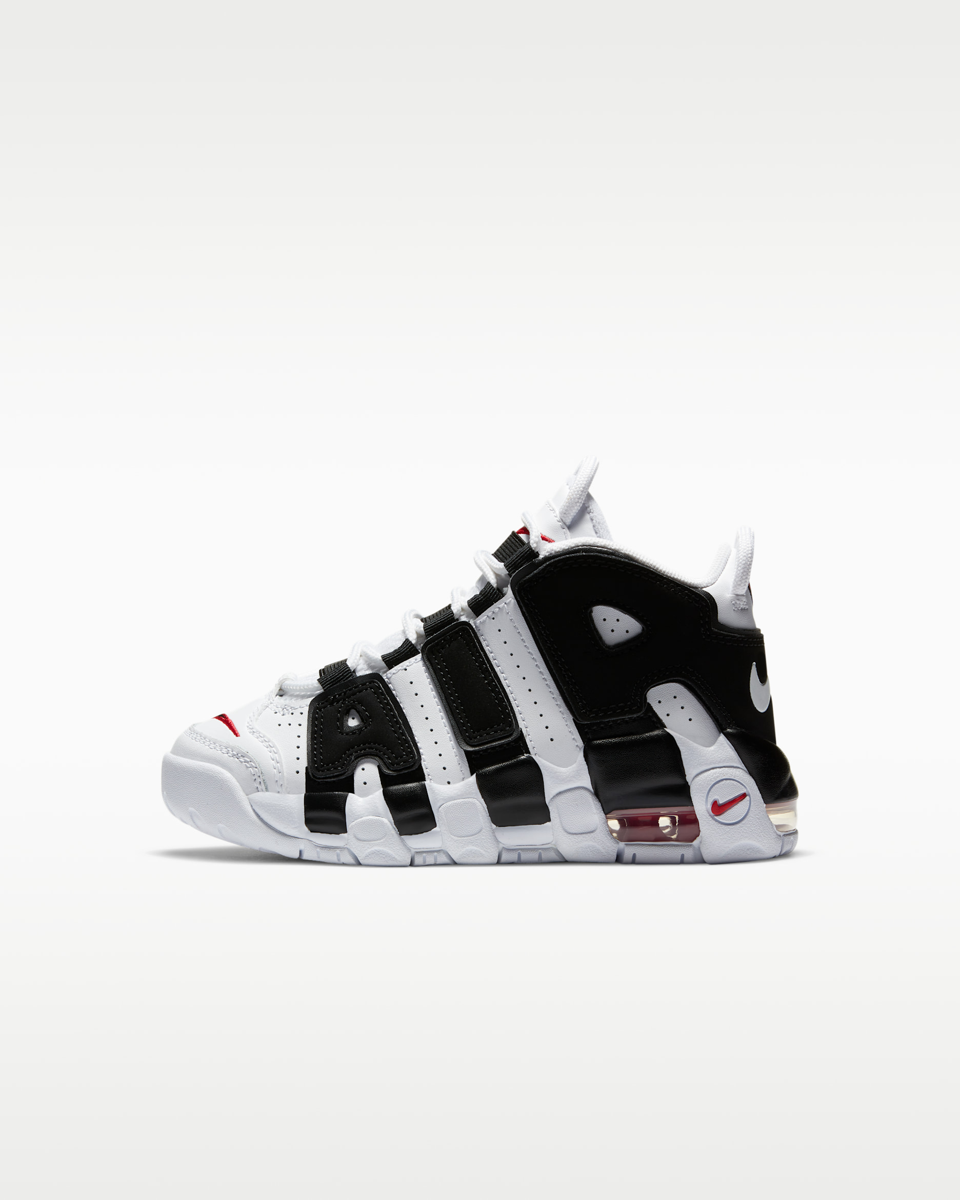 Tenis para niños de preescolar Nike Air More Uptempo - Blanco/Rojo universitario/Negro