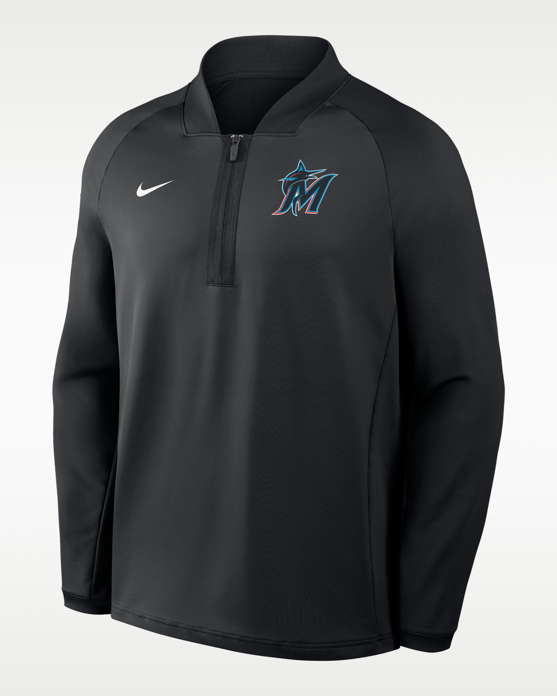 Miami Marlins Authentic Collection Men's Nike Dri-FIT MLB 1/2-Zip Long-Sleeve Top - Black