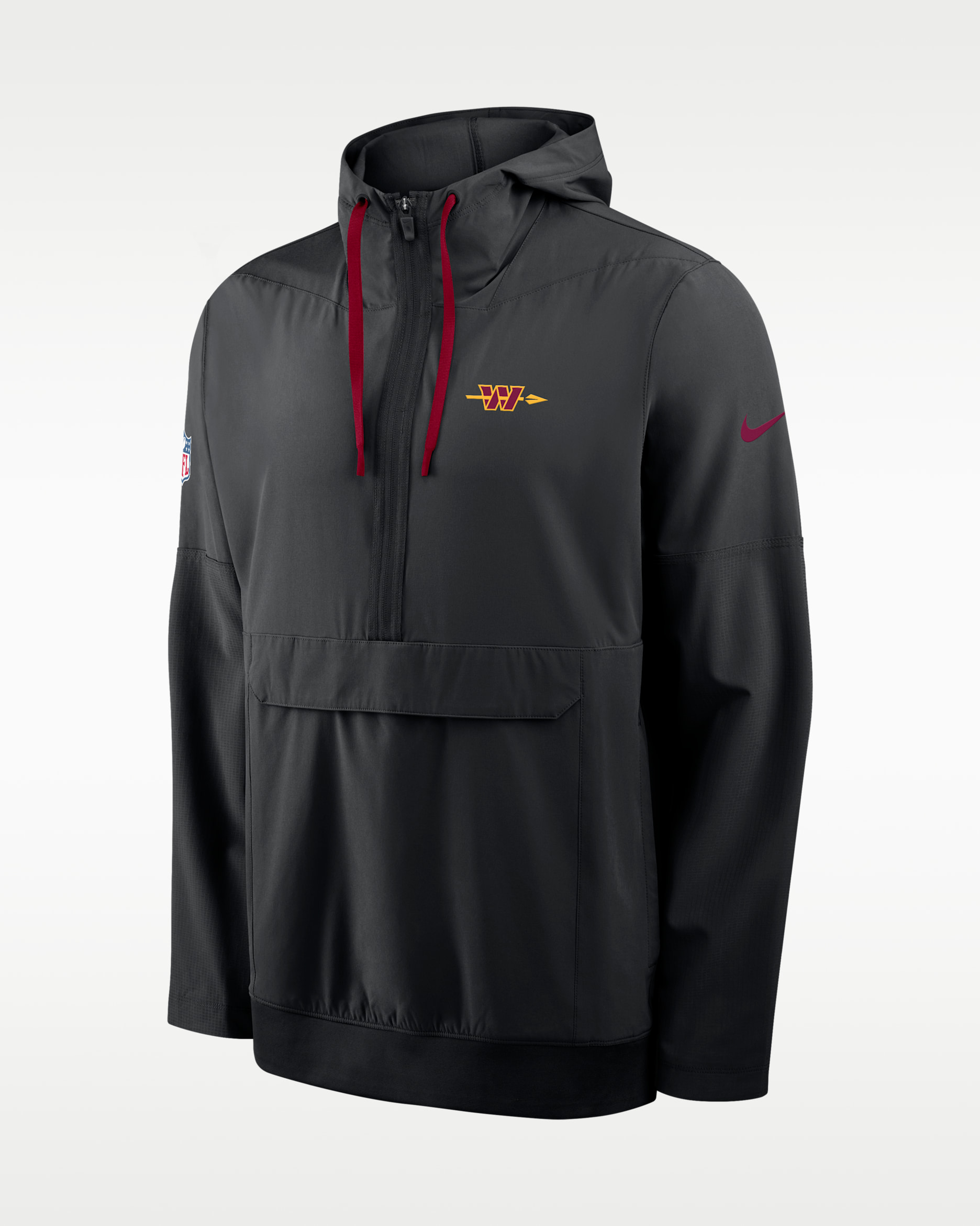Chamarra con gorro de medio cierre Nike de la NFL para hombre Washington Commanders Alt Anorak - Negro