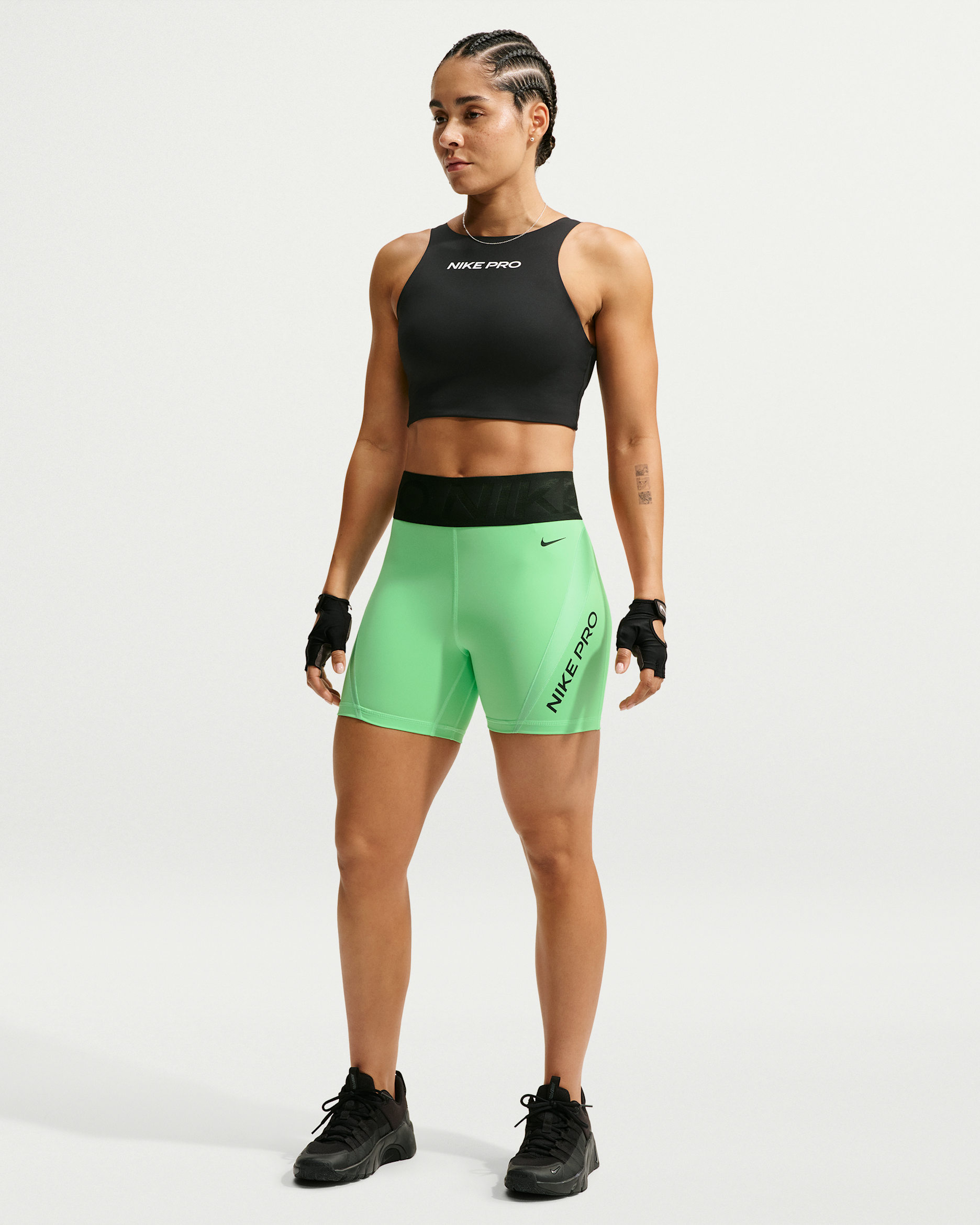 Nike Pro Sculpt Women's Dri-FIT High-Waisted 12.5cm (approx.) Shorts - Illusion Green/Cucumber Calm/Black/Black
