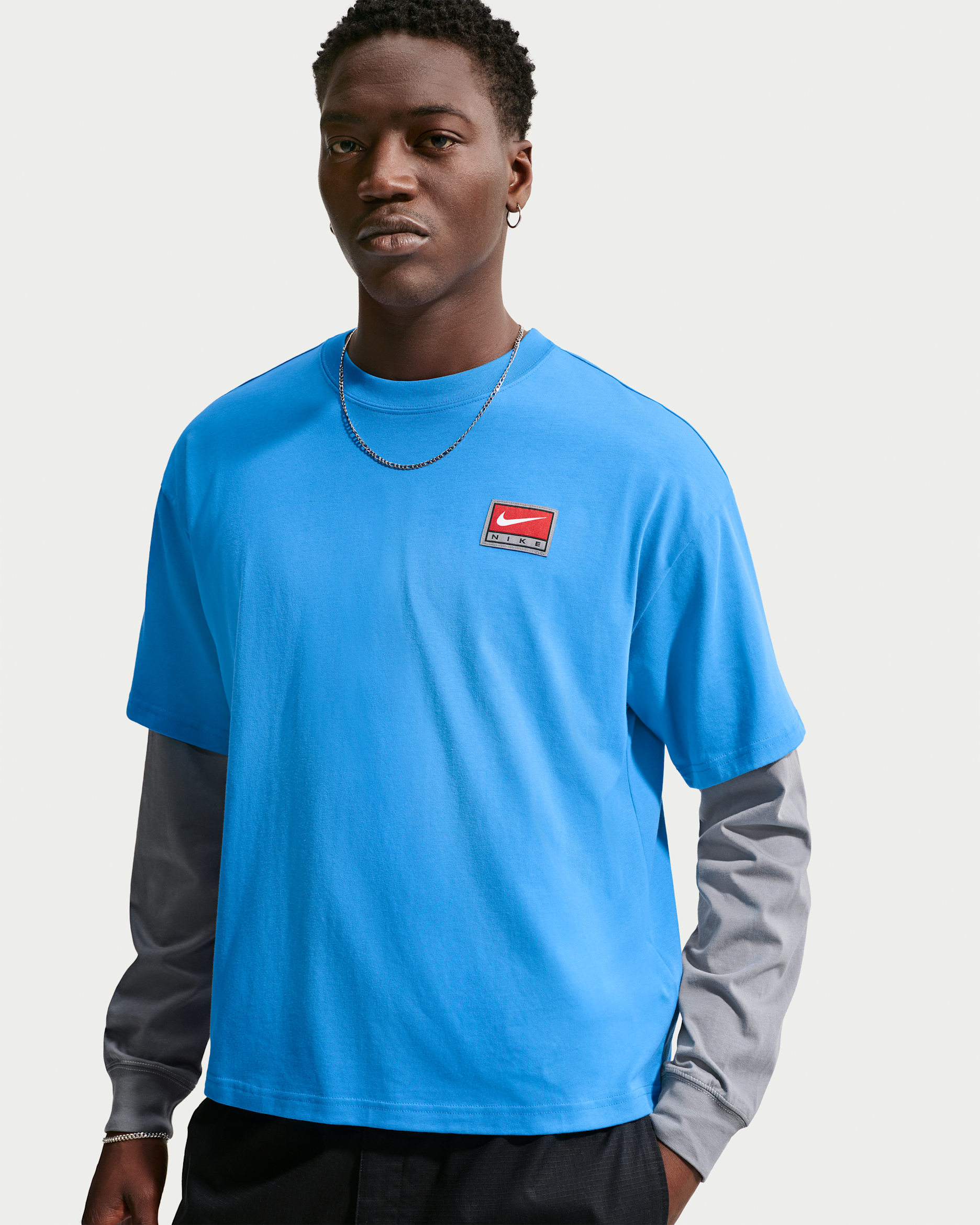 Nike Life Men's Short-Sleeve Boxy Knit Top - Light Photo Blue