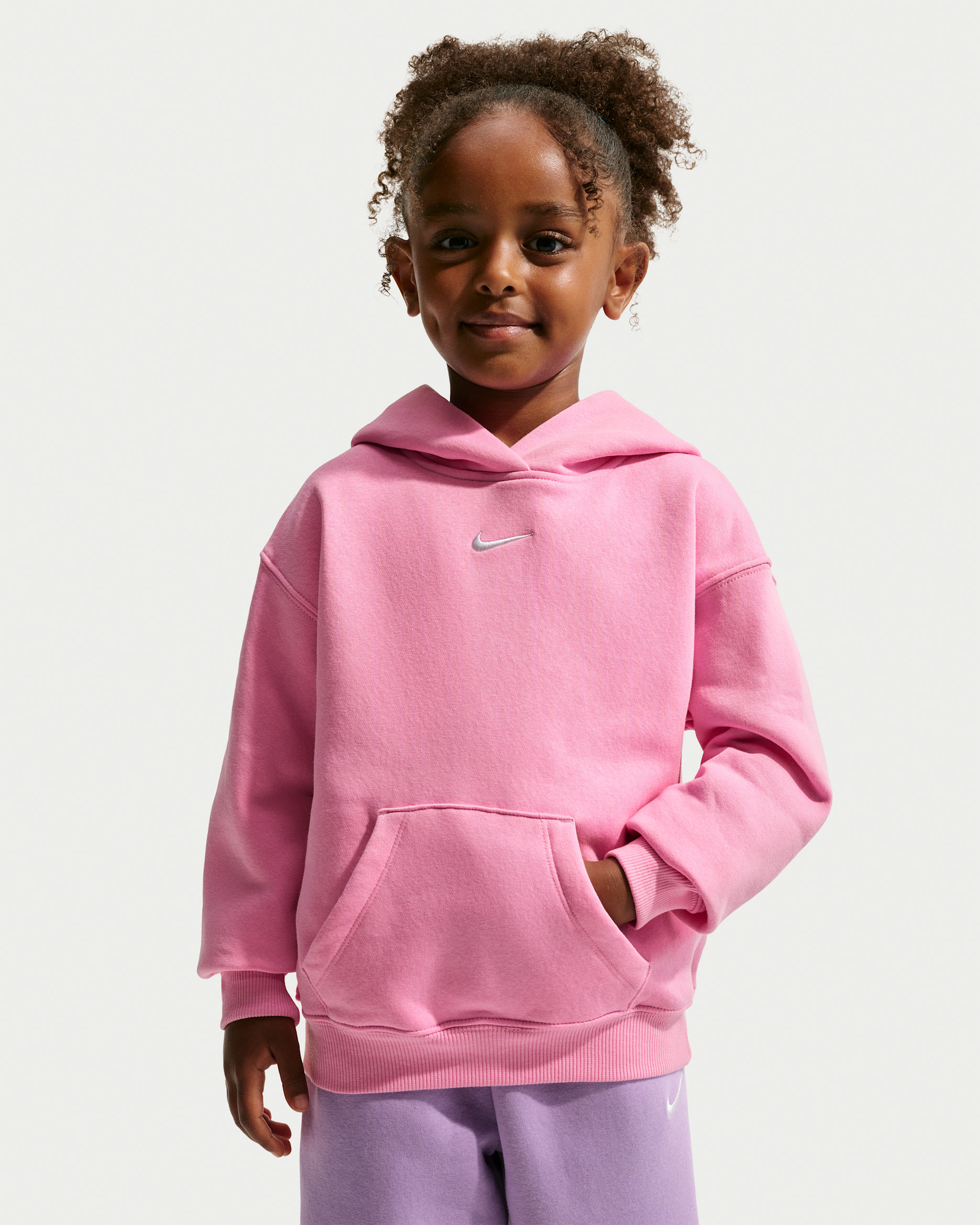 Nike Sportswear Little Kids' Studio Fleece Pullover Hoodie - Pink Rise