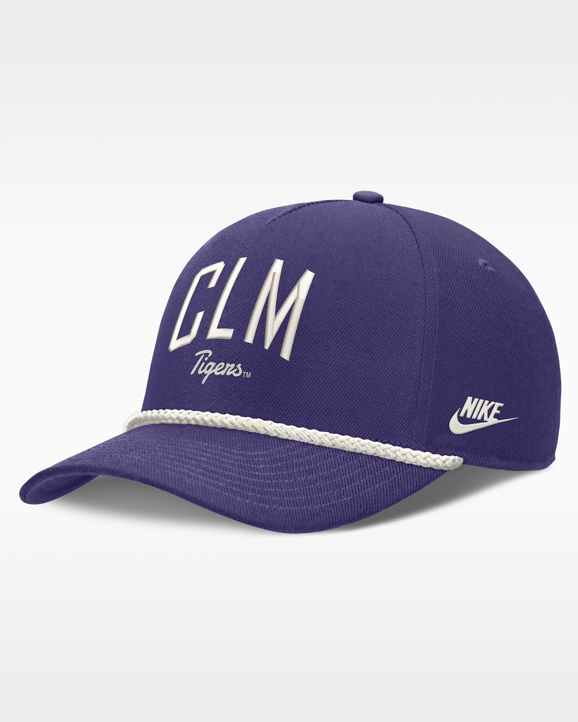 Clemson Legacy Letter Rise Men's Nike Dri-FIT College A-Frame Adjustable Hat - Purple