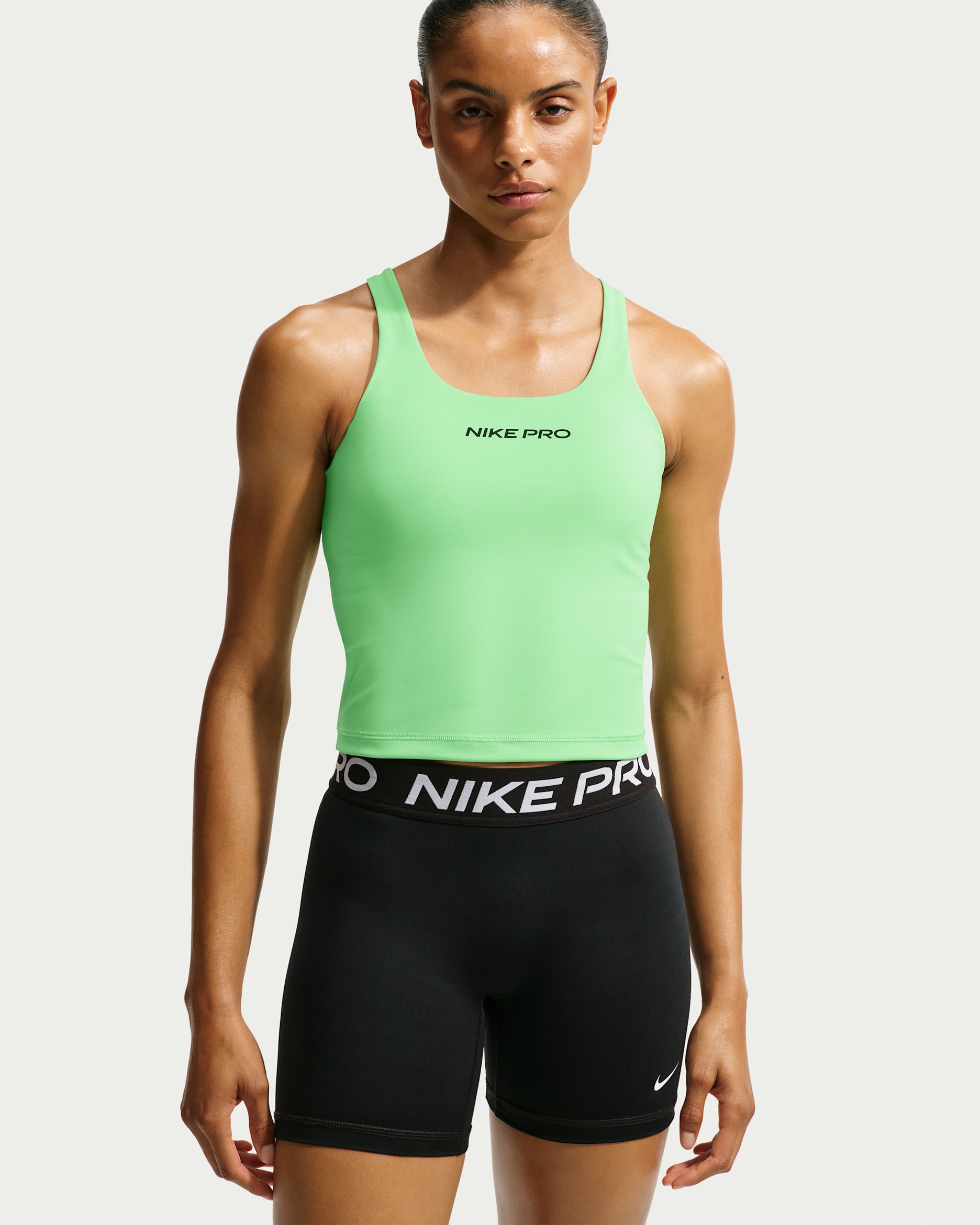 Nike Pro Sculpt Women's Medium-Support Padded Sports Bra Tank Top - Illusion Green/Cucumber Calm/Black