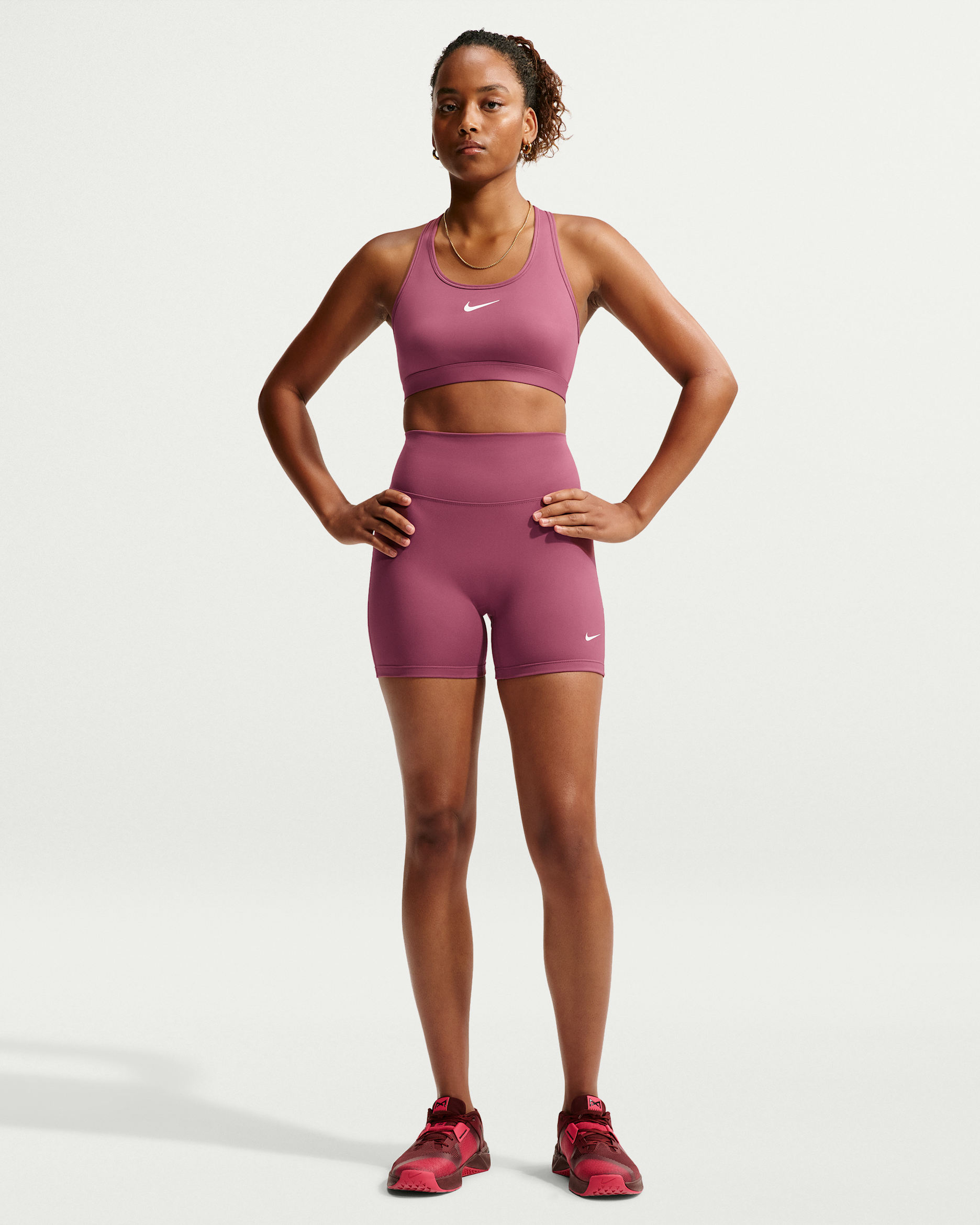 Shorts da ciclista 13 cm a vita alta Nike One – Donna - Pink Smoke/Bianco