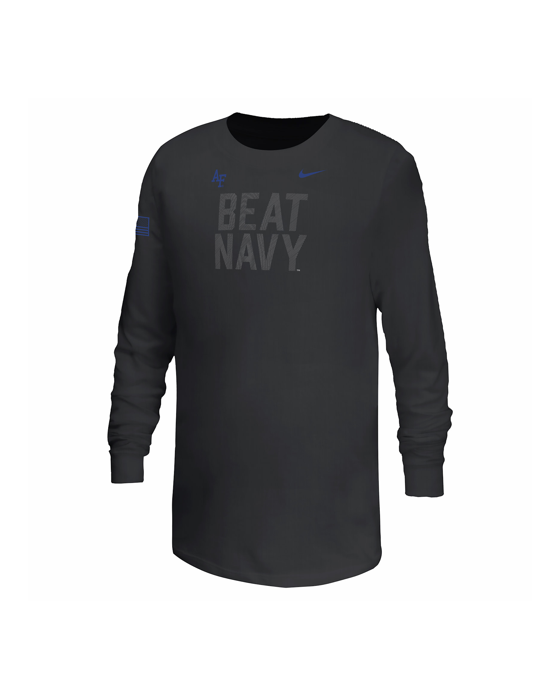 Playera de manga larga universitaria para niño talla grande Air Force - Negro