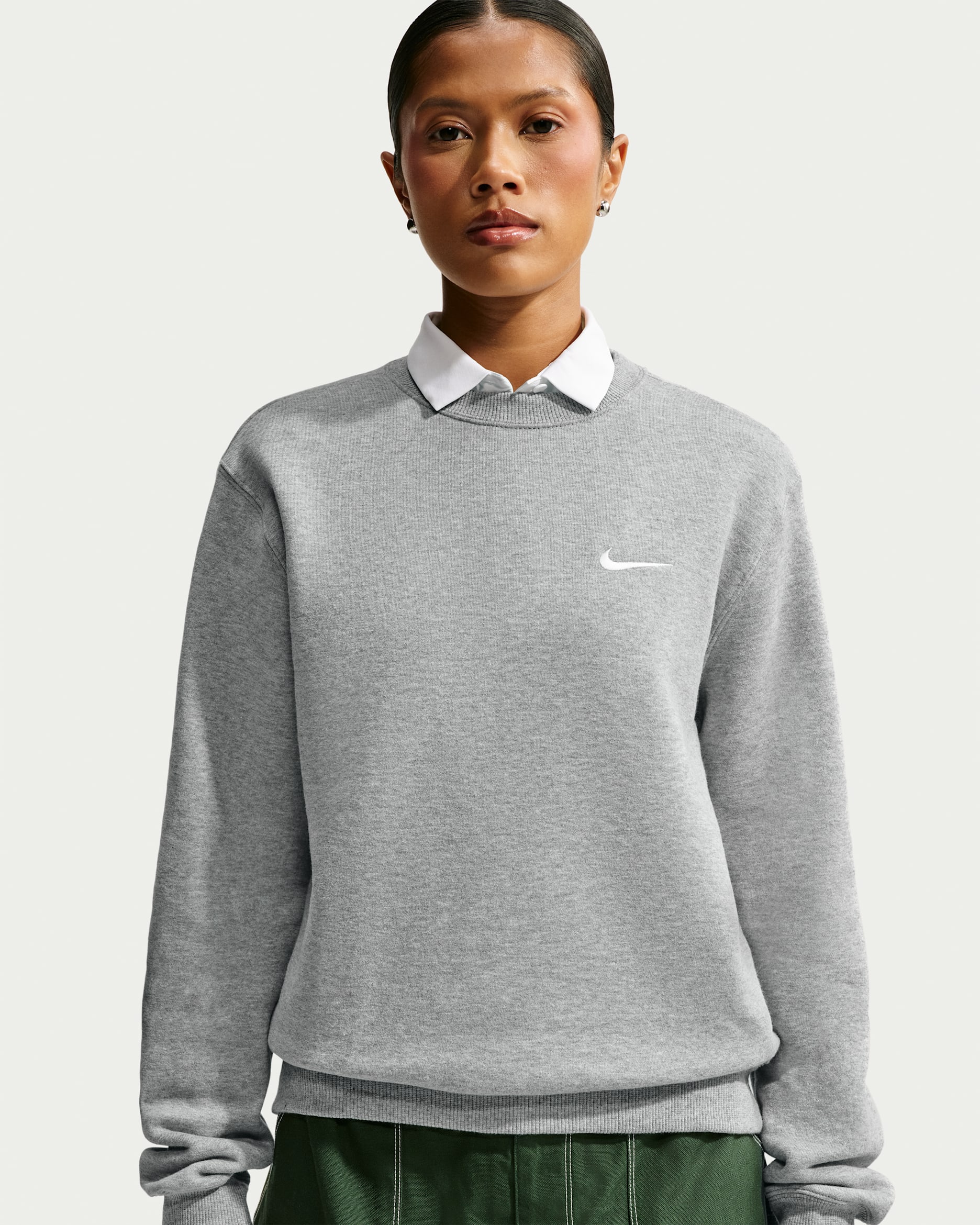 Nike Studio Fleece Medium Weight Women's Crew - Dark Grey Heather/Sail