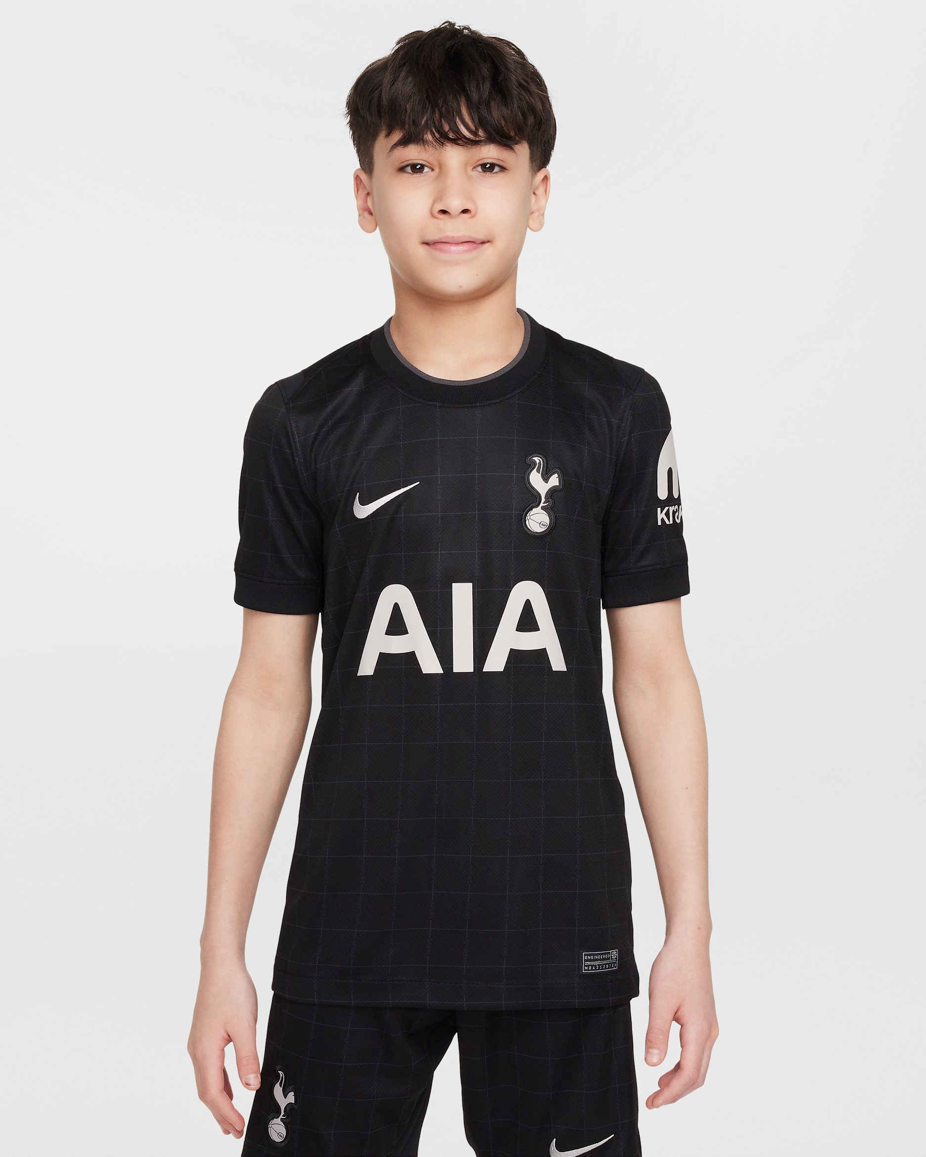 Segona equipació Stadium Tottenham Hotspur 2025/26 Samarreta de futbol Replica Nike Dri-FIT - Nen/a - Negre/Light Iron Ore