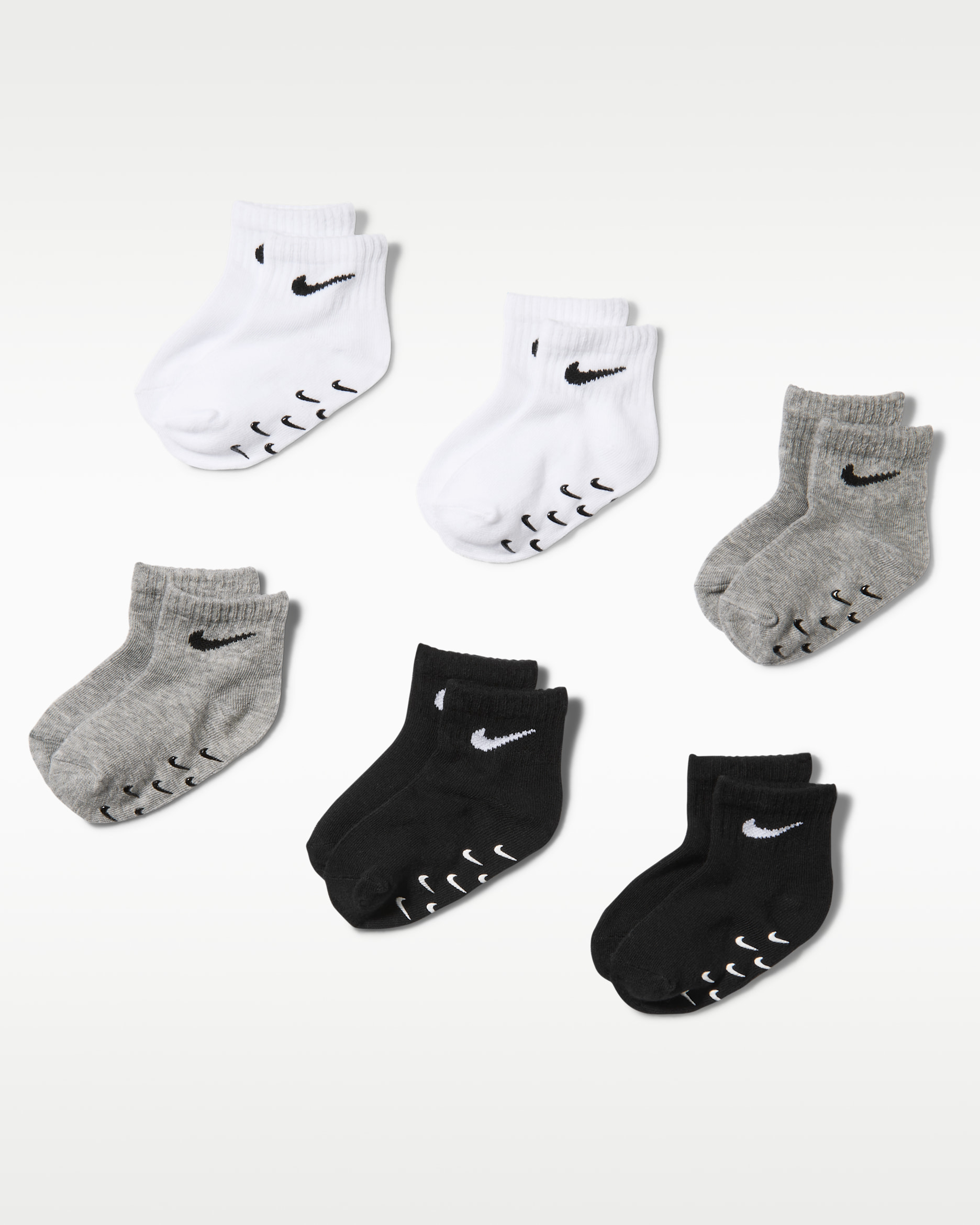 Nike Baby Core Swoosh Gripper Socks (6 Pairs) - Dark Grey Heather