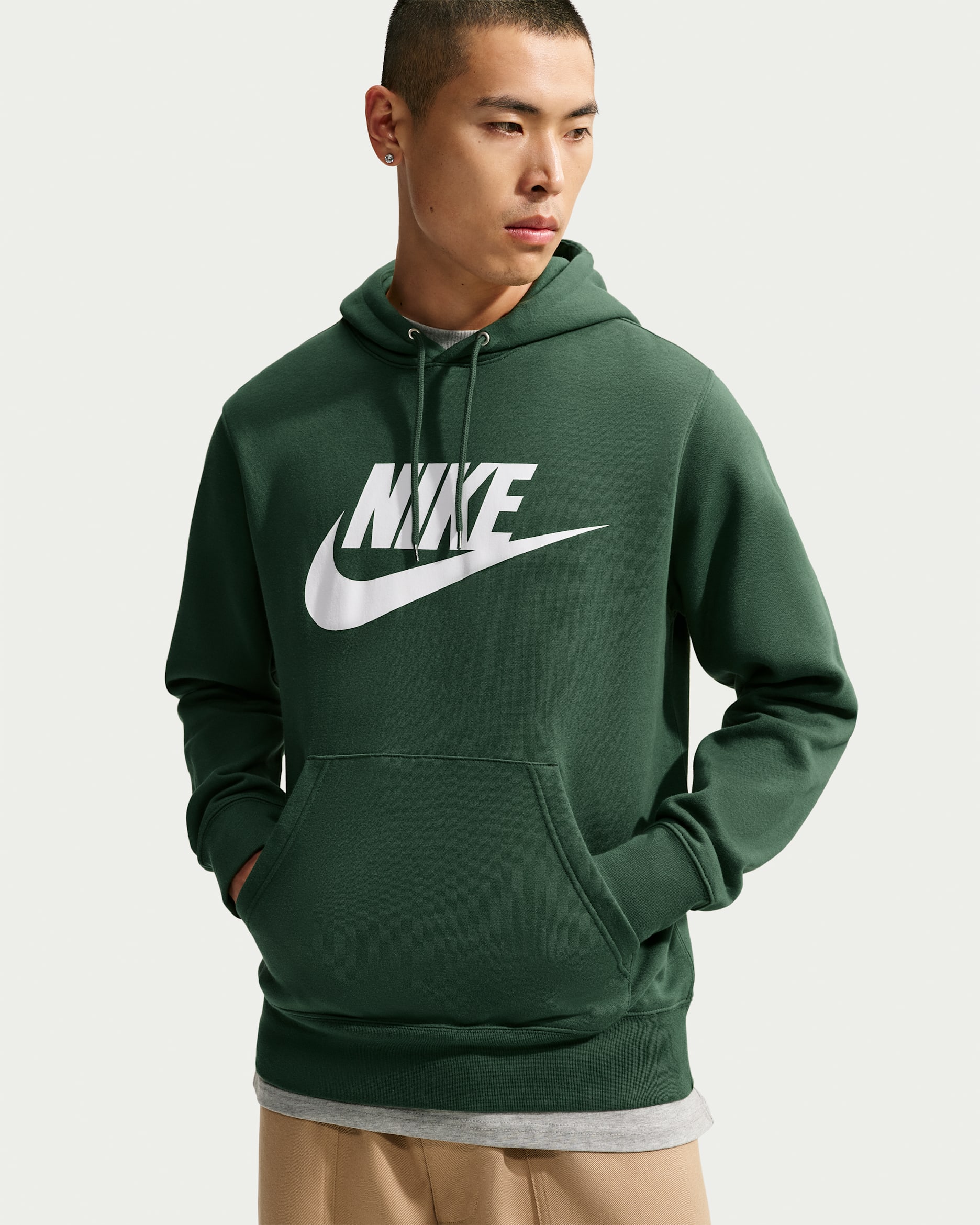 Nike Sportswear Club Men's Fleece Pullover Hoodie - Fir/Fir/White