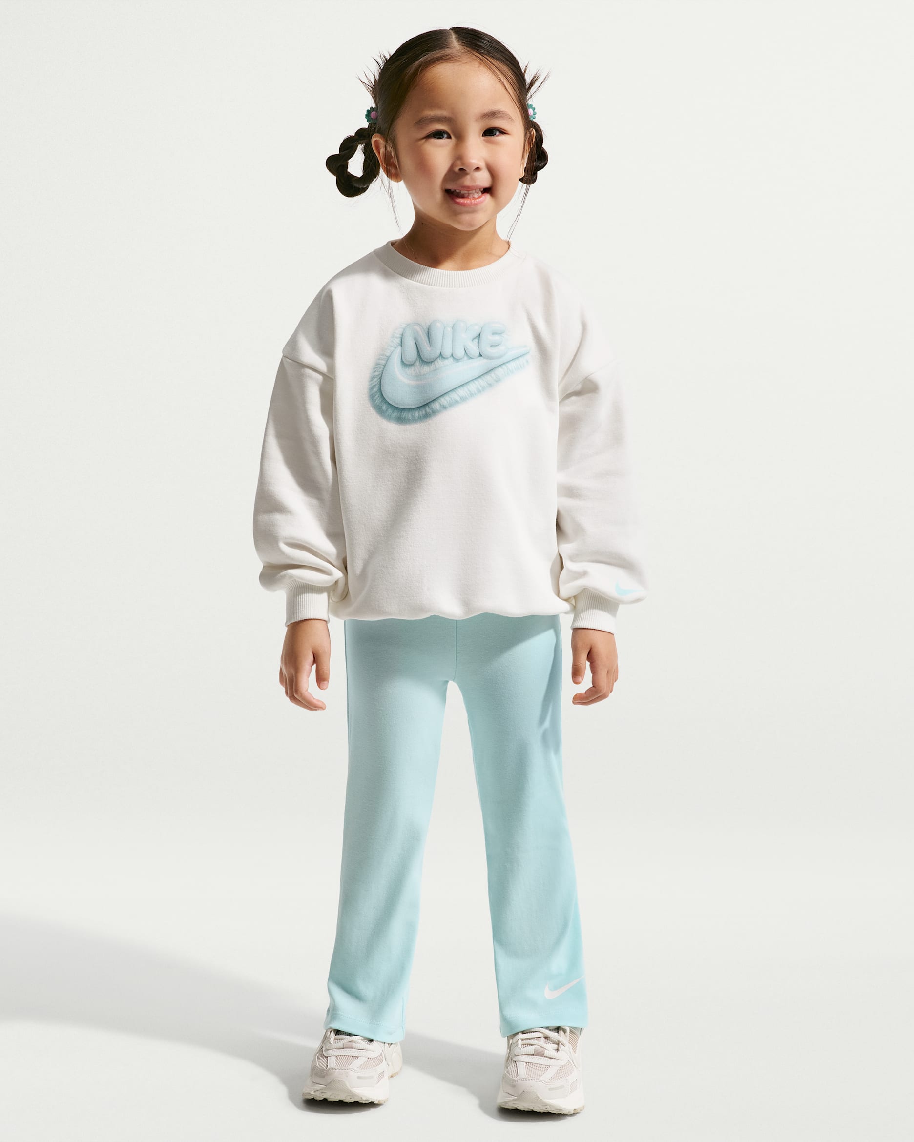 Conjunto de leggings y sudadera de cuello redondo Dream Float Boyfriend infantil Nike - Azul glacial