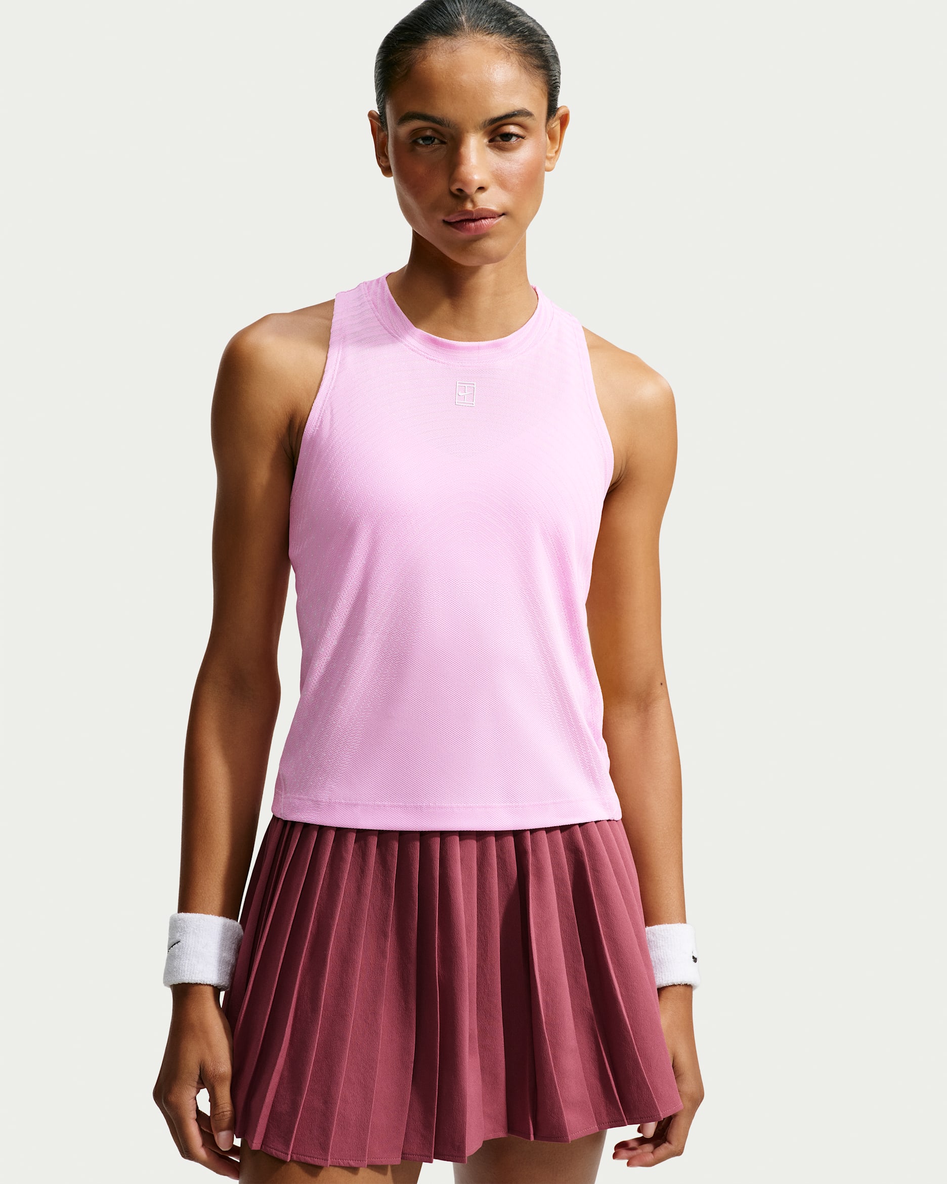 Camiseta de tirantes de tenis Aero-FIT para mujer NikeCourt Advantage - Rosa amanecer/Blanco