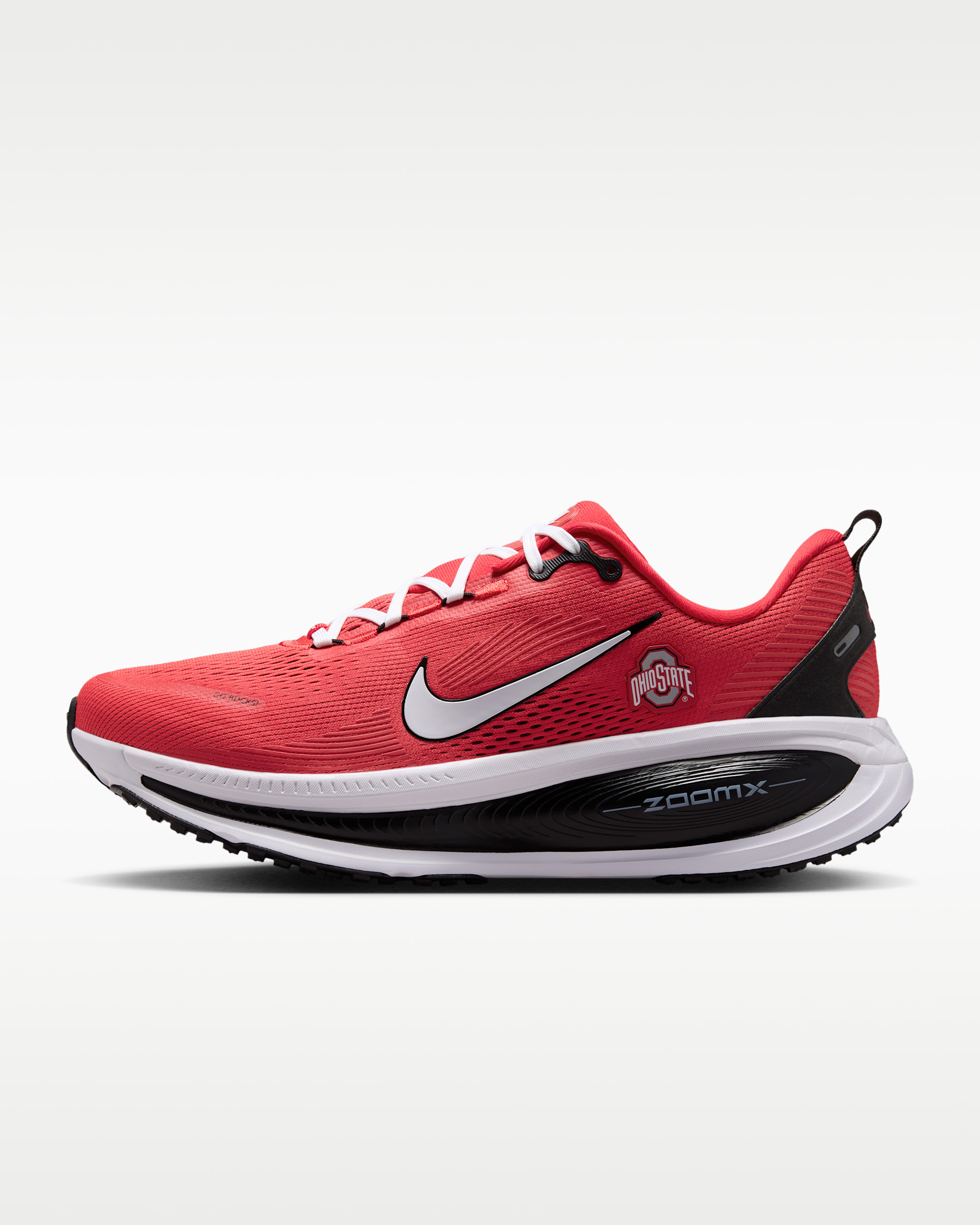 Tenis de correr en pavimento para hombre Nike College Vomero 18 (Ohio State) - Rojo universitario/Negro/Blanco