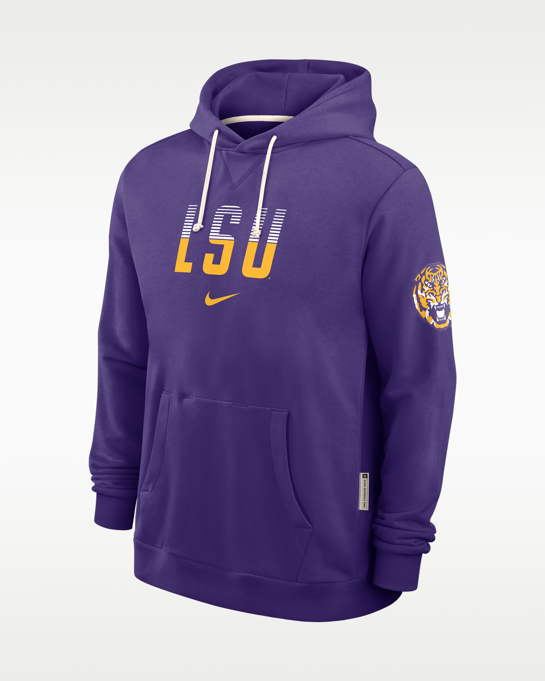 Sudadera con gorro sin cierre universitaria Nike Dri-FIT para hombre LSU Sideline Standard Issue - Morado cancha