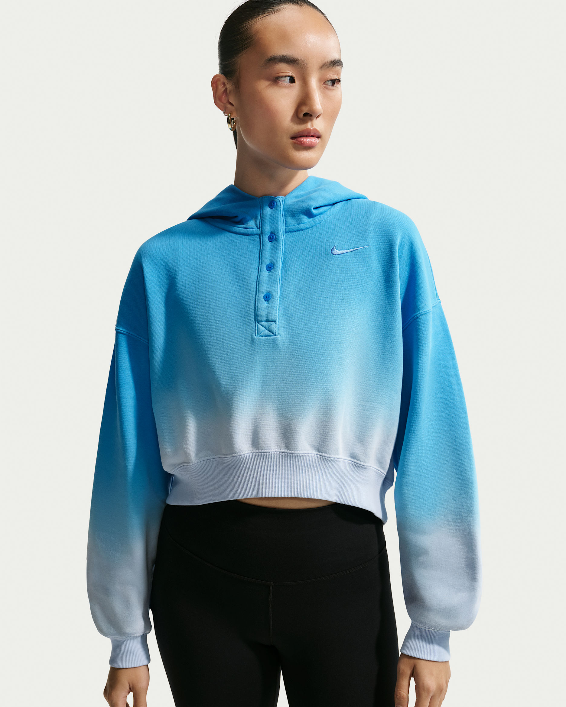 Nike Sportswear Phoenix Fleece Women's Oversized Henley Hoodie - Hydrogen Blue/Light Photo Blue/Light Photo Blue