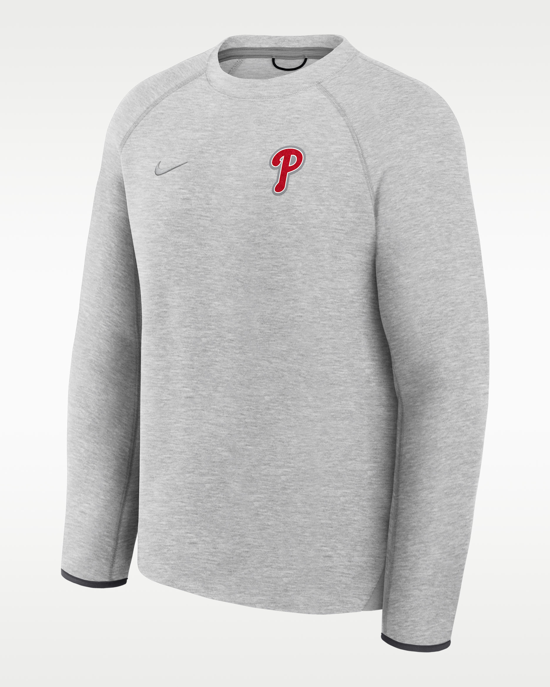 Philadelphia Phillies Tech Fleece Men's Nike MLB Pullover Crew - Dark Grey Heather