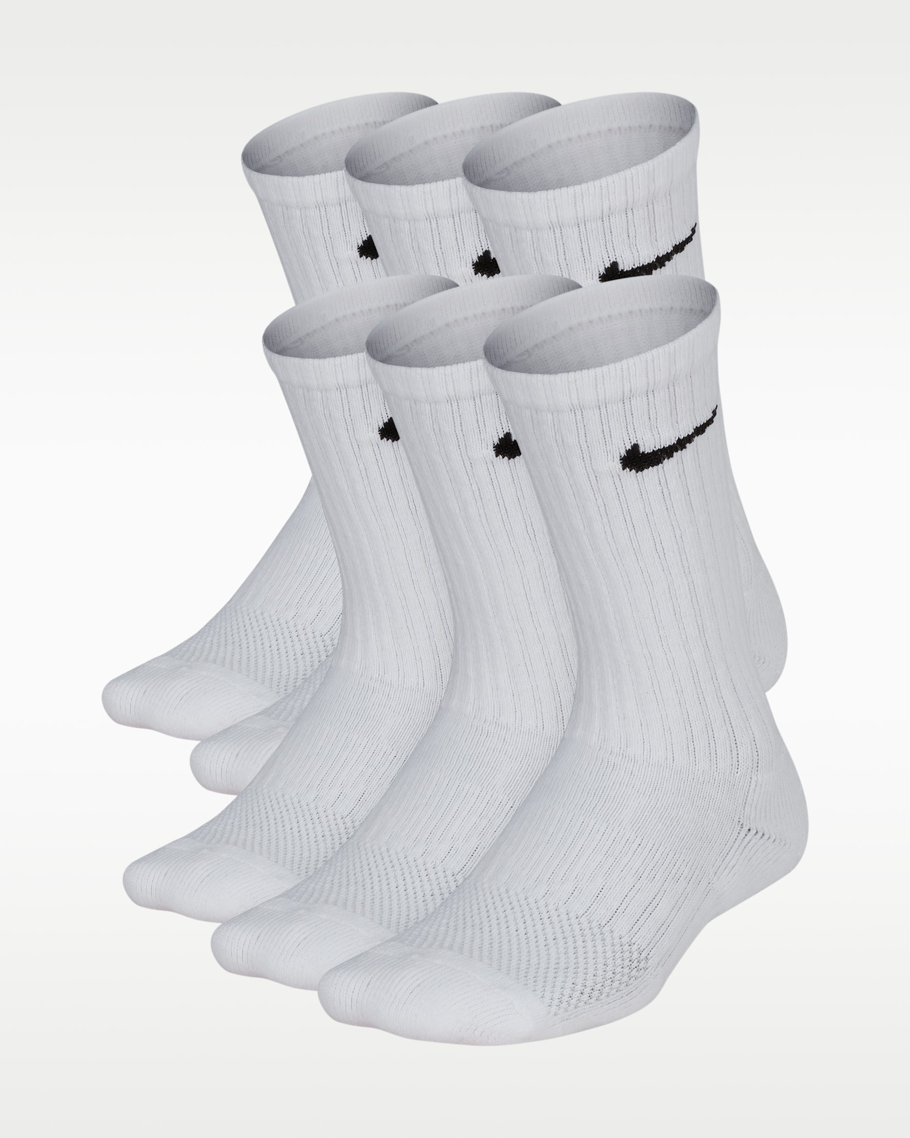 Nike Everyday Kids' Cushioned Crew Socks (6 Pairs) - White/Black