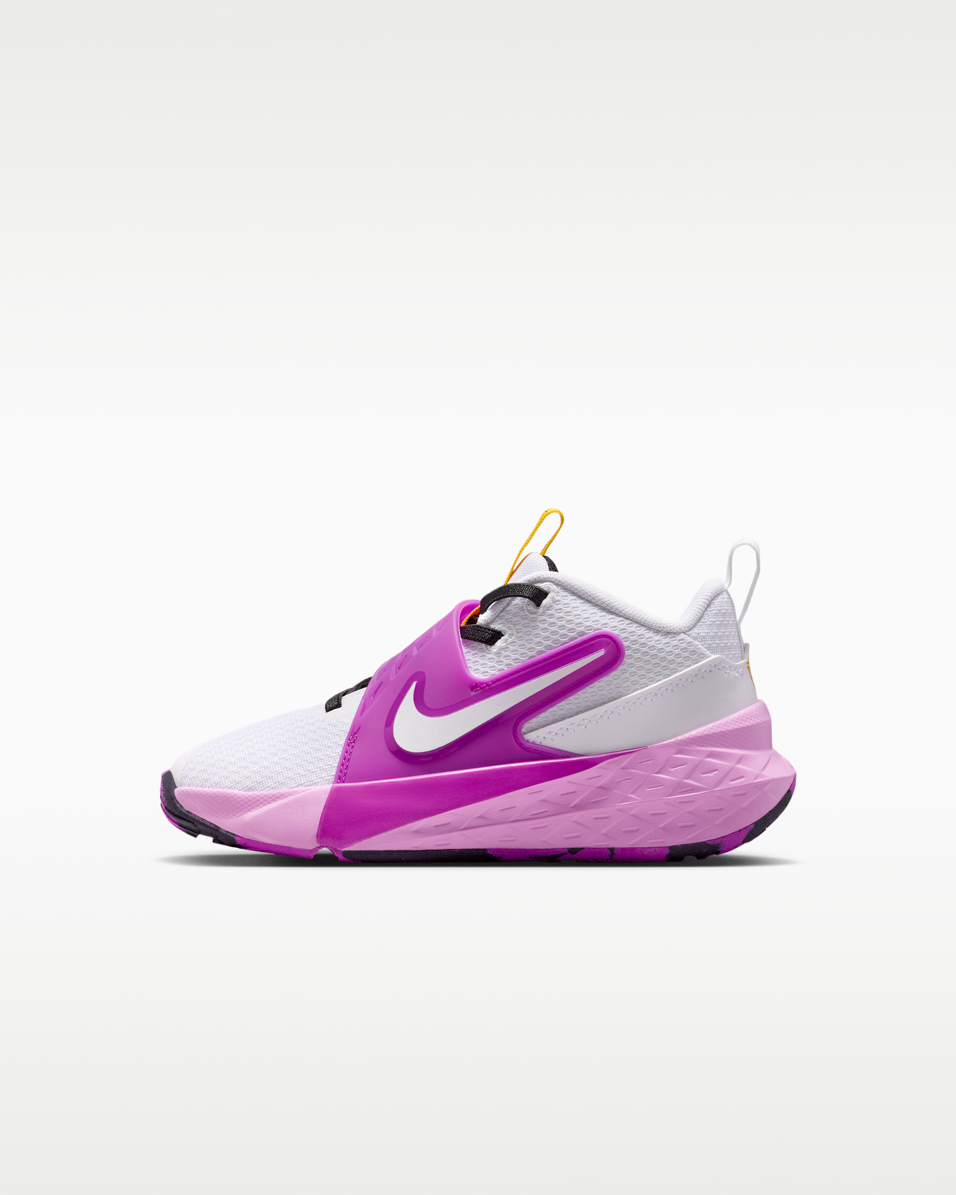 รองเท้าเด็กเล็ก Nike Team Hustle D 12 - ขาว/University Gold/Vivid Purple/ขาว