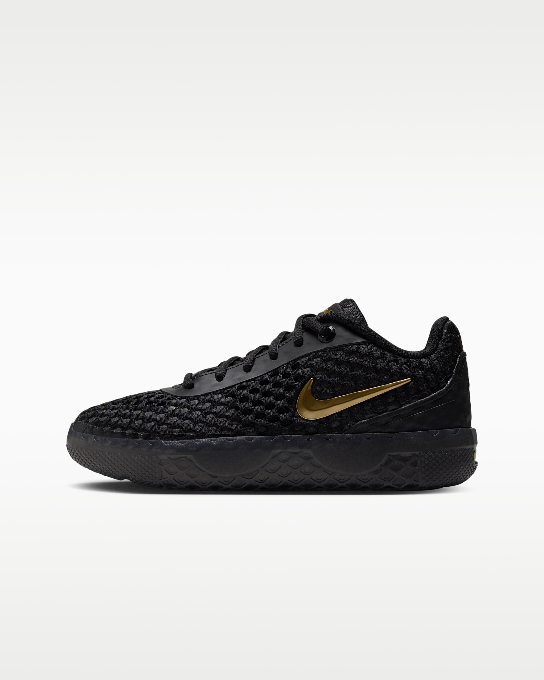 LeBron Witness X Big Kids' Basketball Shoes - Black/Black/Iron Grey/Metallic Gold