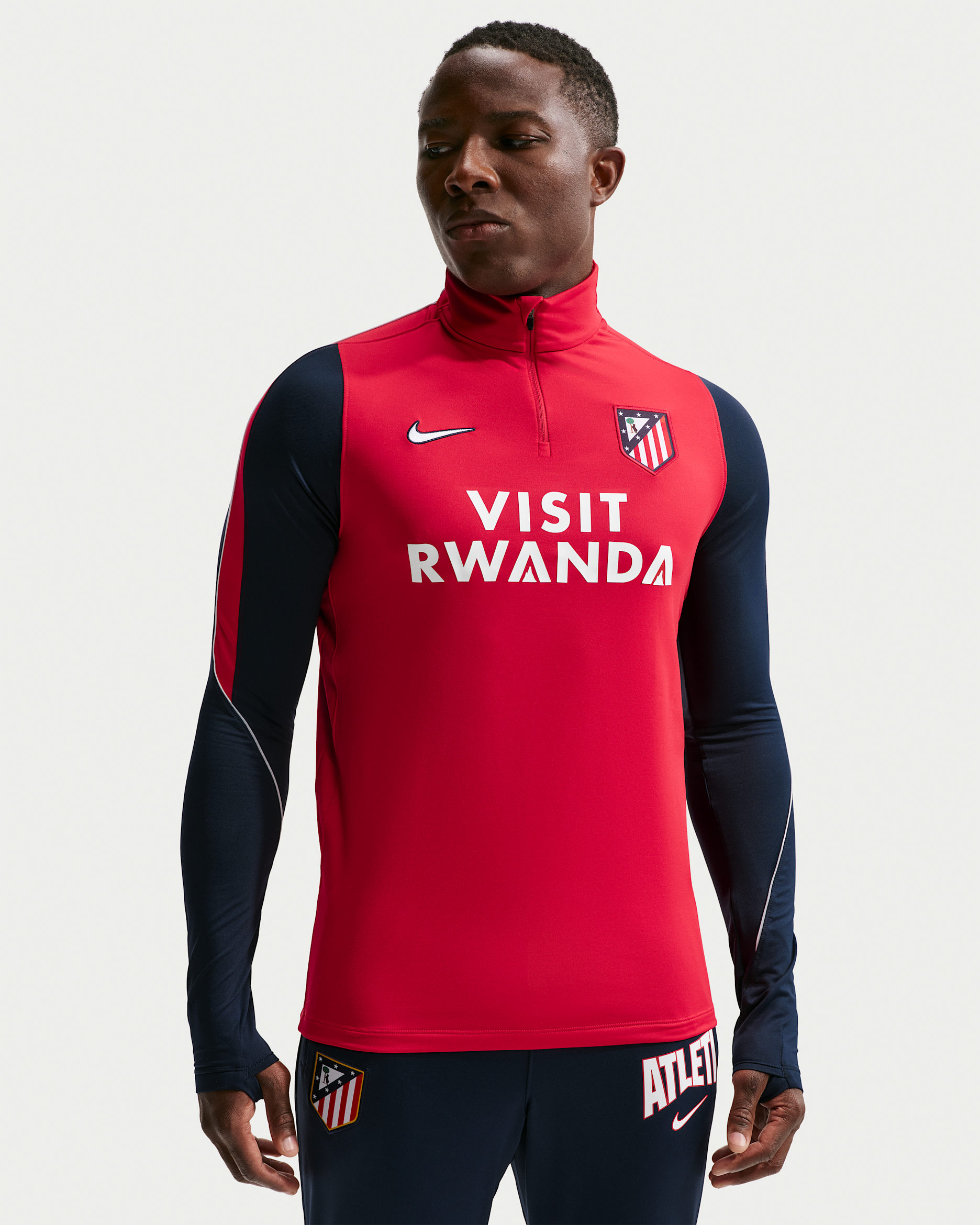 Atlético Madrid Strike Third Men's Nike Dri-FIT Football Knit Drill Top - Salsa Red/Obsidian/Salsa Red/White