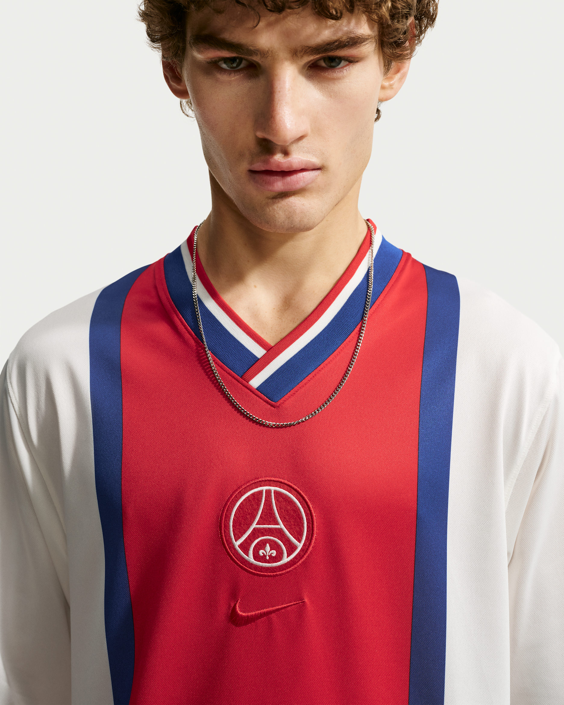 Camisola de futebol de manga comprida do equipamento alternativo Nike Dri-FIT Paris Saint-Germain Energy para homem - Sail/Vermelho University/Old Royal/Vermelho University