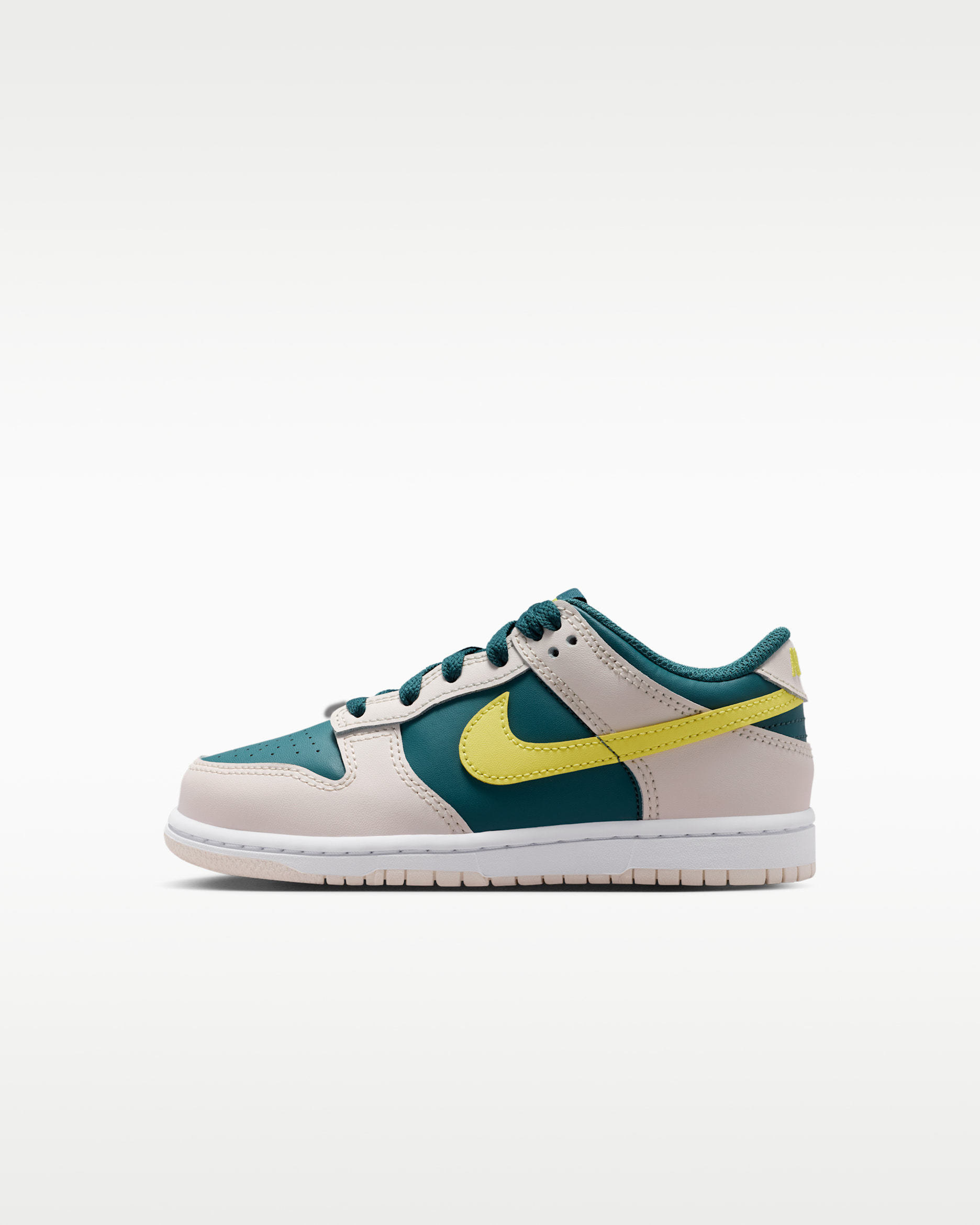 Nike Dunk Low Little Kids' Shoes - Dark Teal Green/Dark Teal Green/White/Sonic Yellow