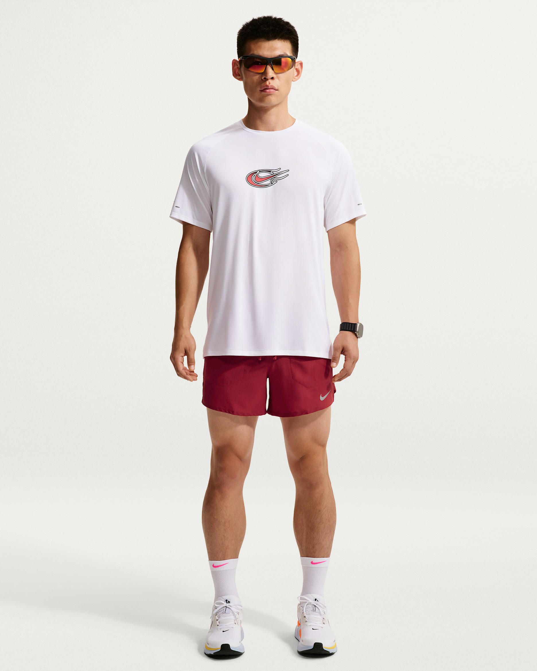 Nike Stride Men's Dri-FIT 13cm (approx.) Brief-Lined Running Shorts - Tough Red/Reflective Silver