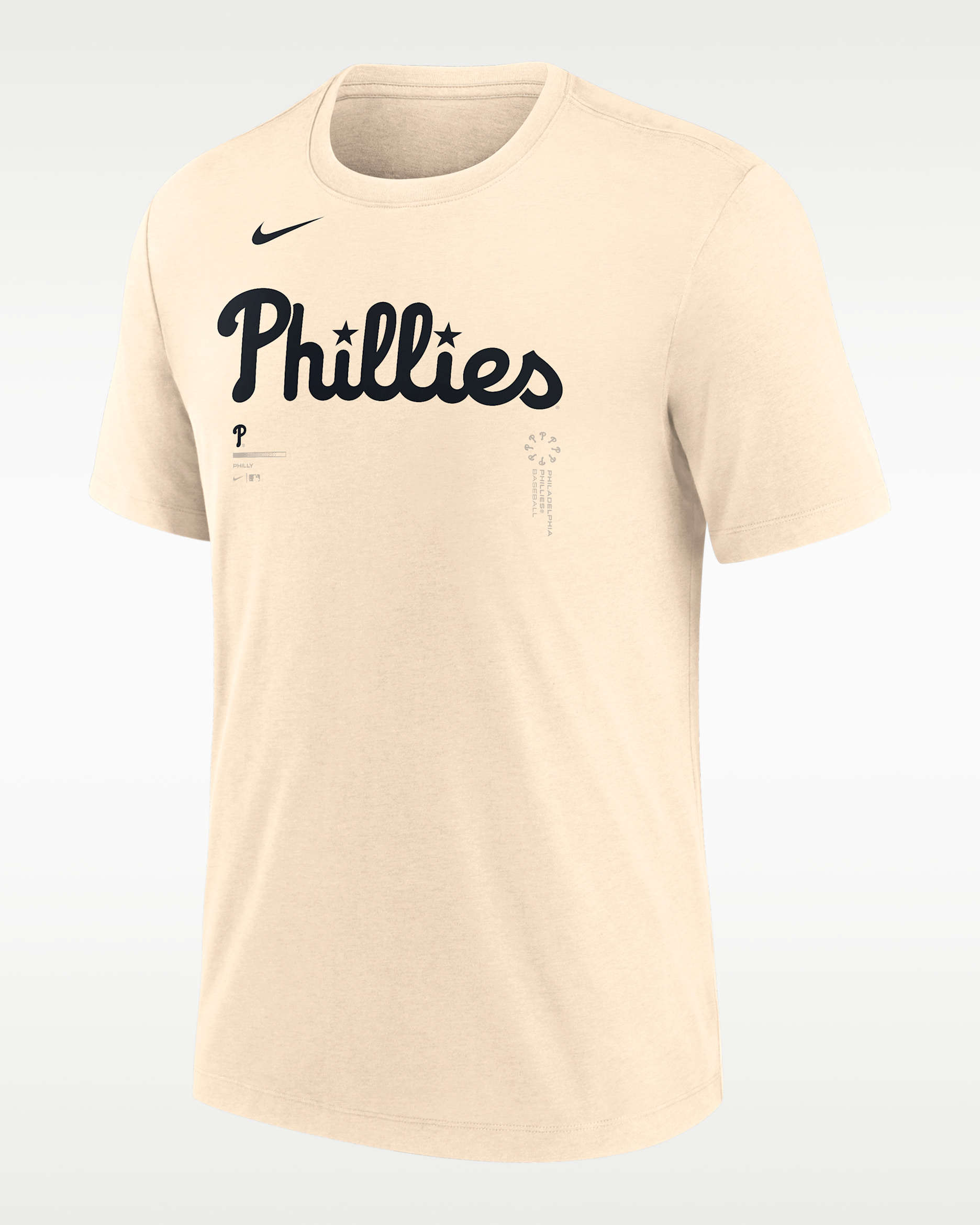 Playera Nike de la MLB para hombre Philadelphia Phillies Wordmark - Natural