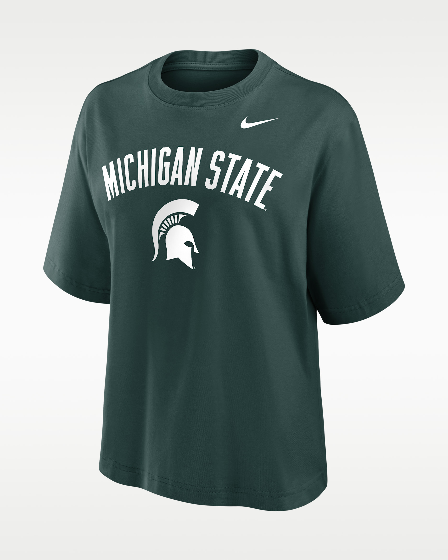 Michigan State Arch Over Logo Boxy Women's Nike College T-Shirt - Green