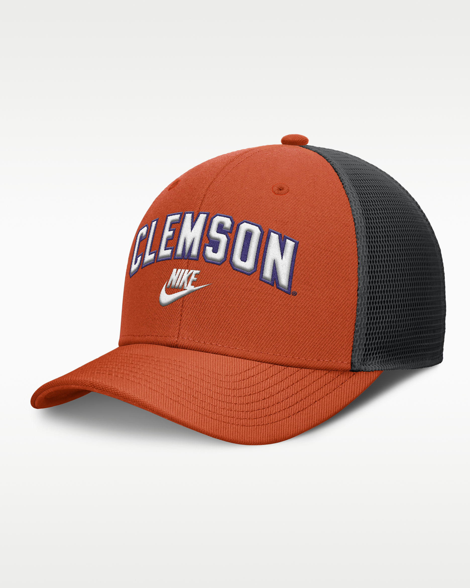 Gorra de rejilla universitaria Nike Dri-FIT ajustable para hombre Clemson Legacy Arch Rise - Naranja