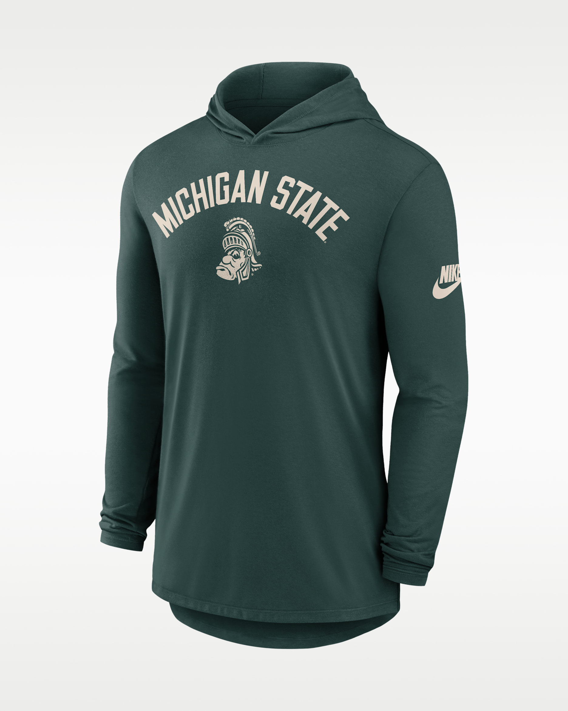 Playera con gorro de manga larga universitaria Nike Dri-FIT para hombre Michigan State Legacy Arch - Verde
