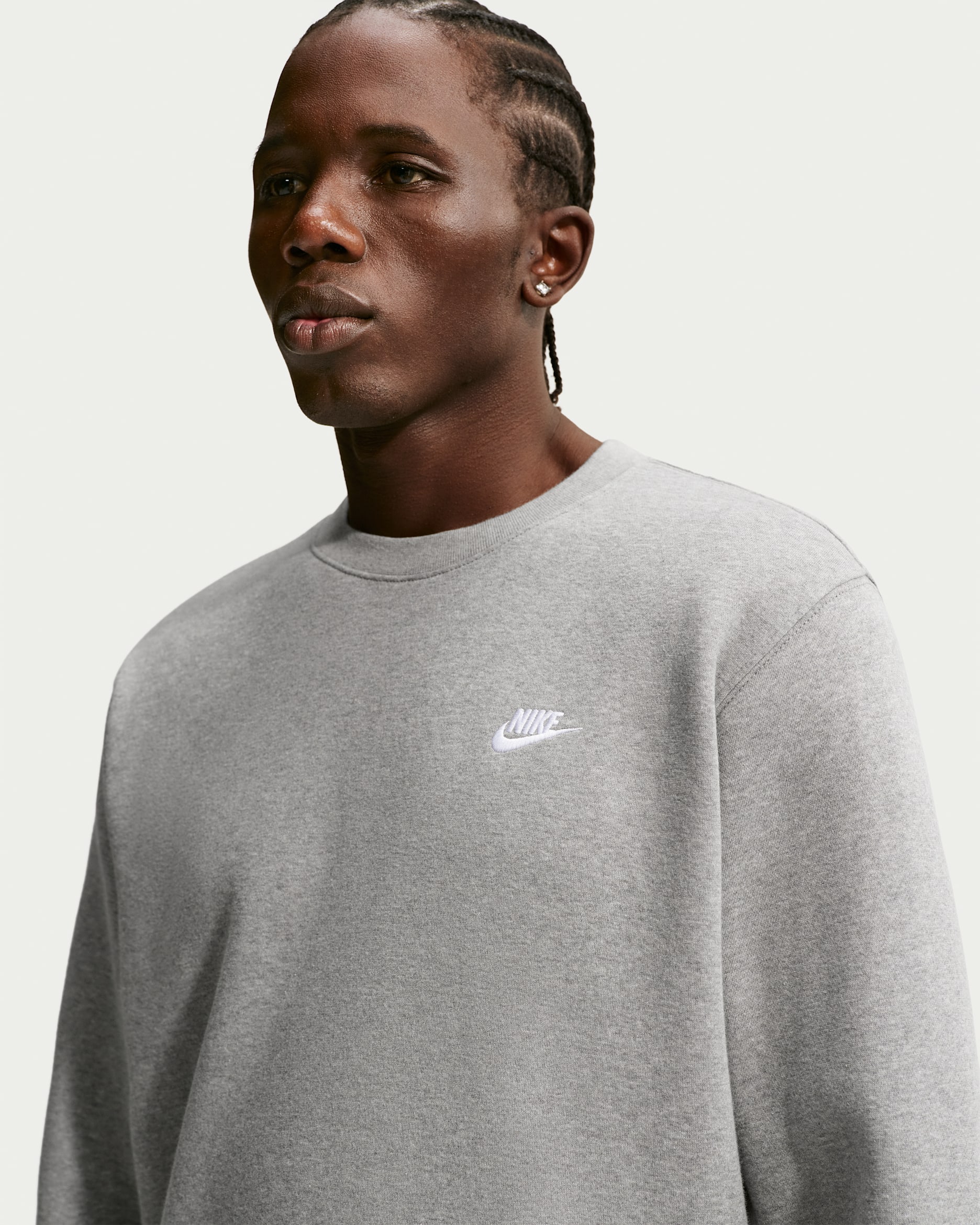 Nike Club Sudadera de tejido Fleece - Hombre - Gris oscuro jaspeado/Blanco