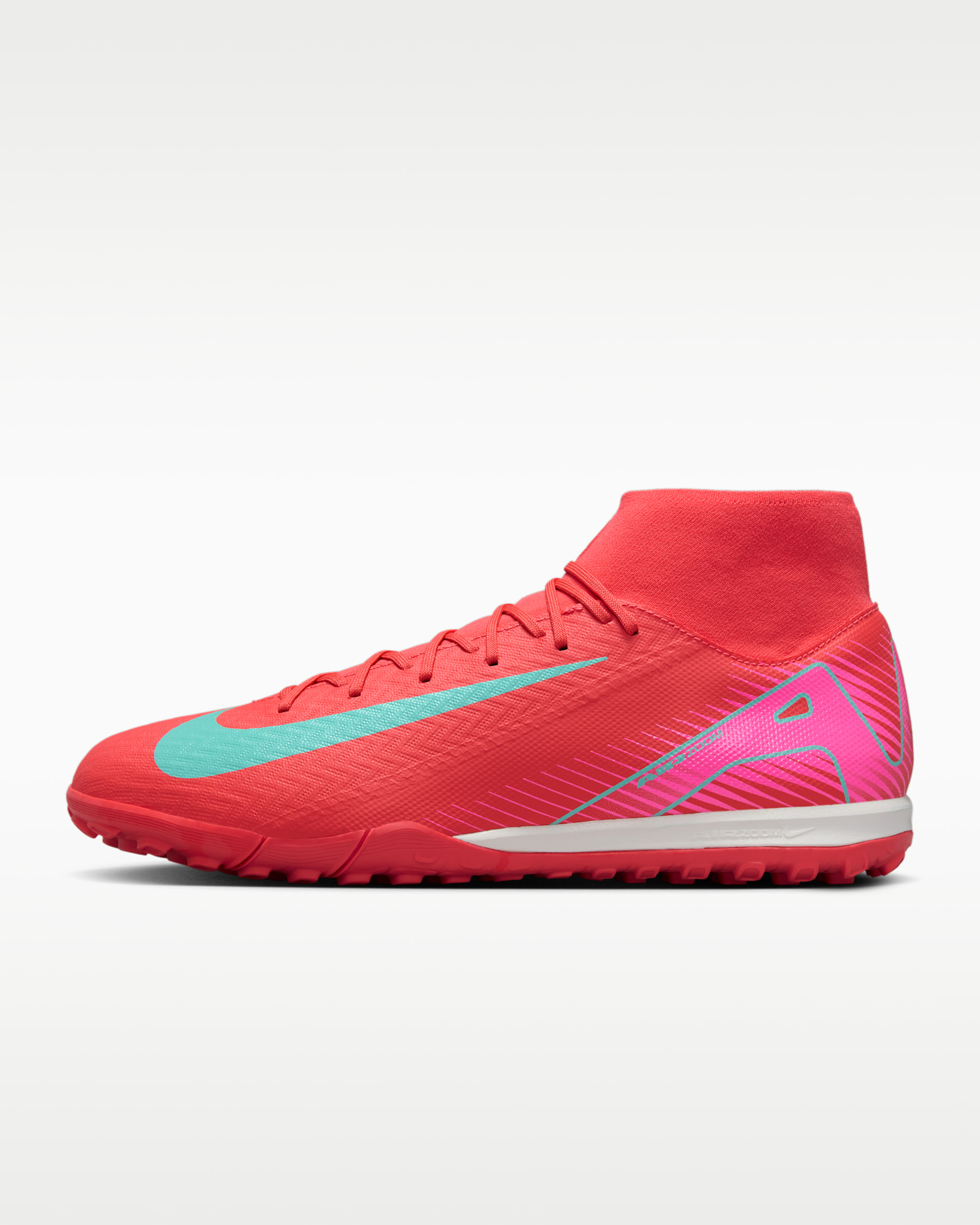 Nike Mercurial Superfly 10 Academy Turf High-Top Soccer Shoes - Ember Glow/Aurora Green