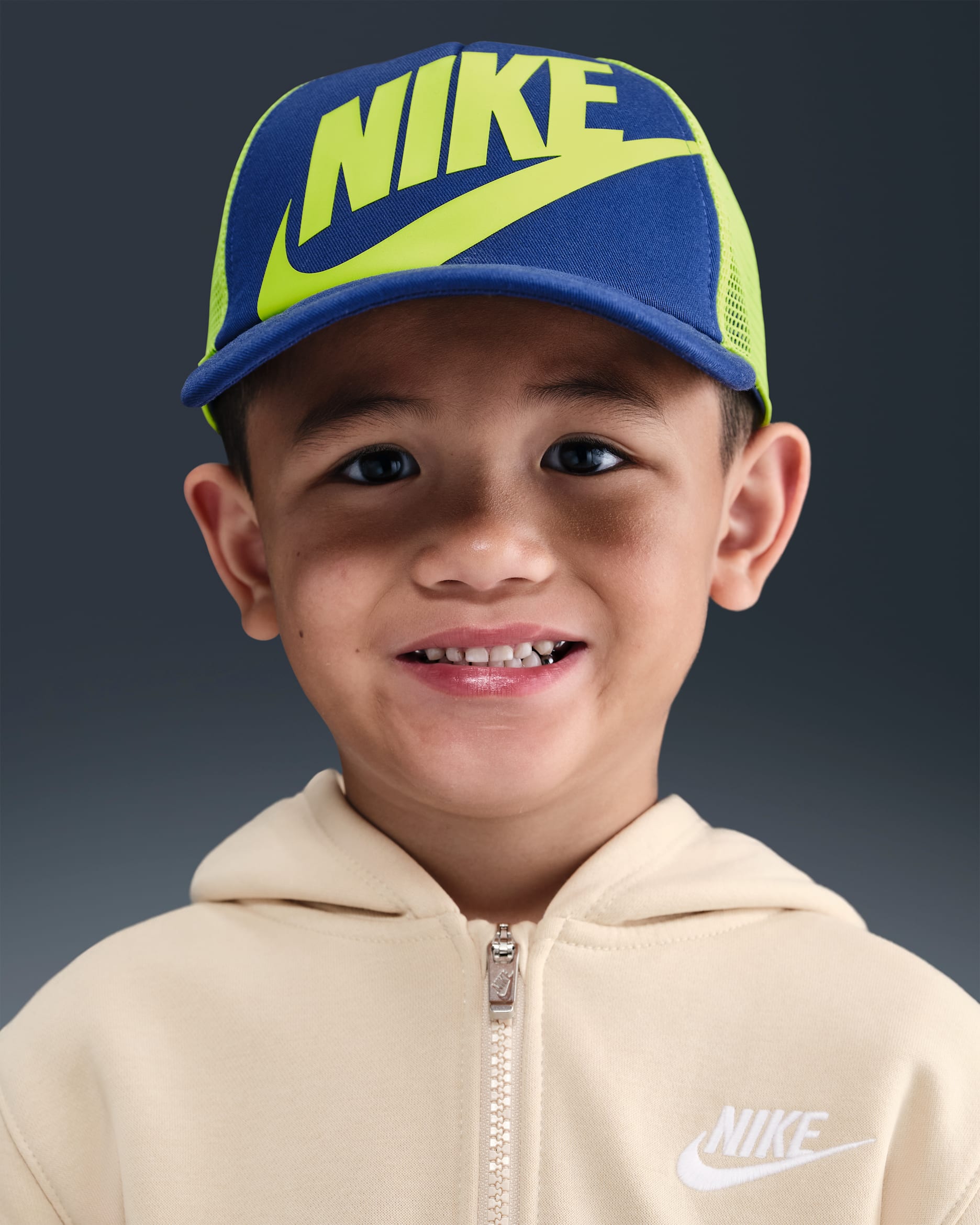 ナイキ ライズ キッズ ストラクチャード トラッカーキャップ - ディープロイヤルブルー/ボルト/ボルト