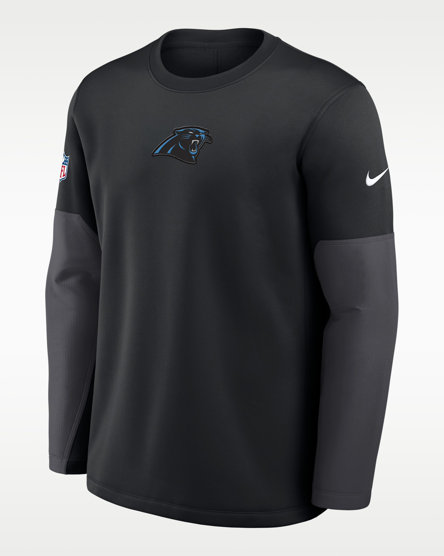 Carolina Panthers Scripted To Win Sideline Coach Men's Nike Therma-FIT NFL Long-Sleeve T-Shirt - Black