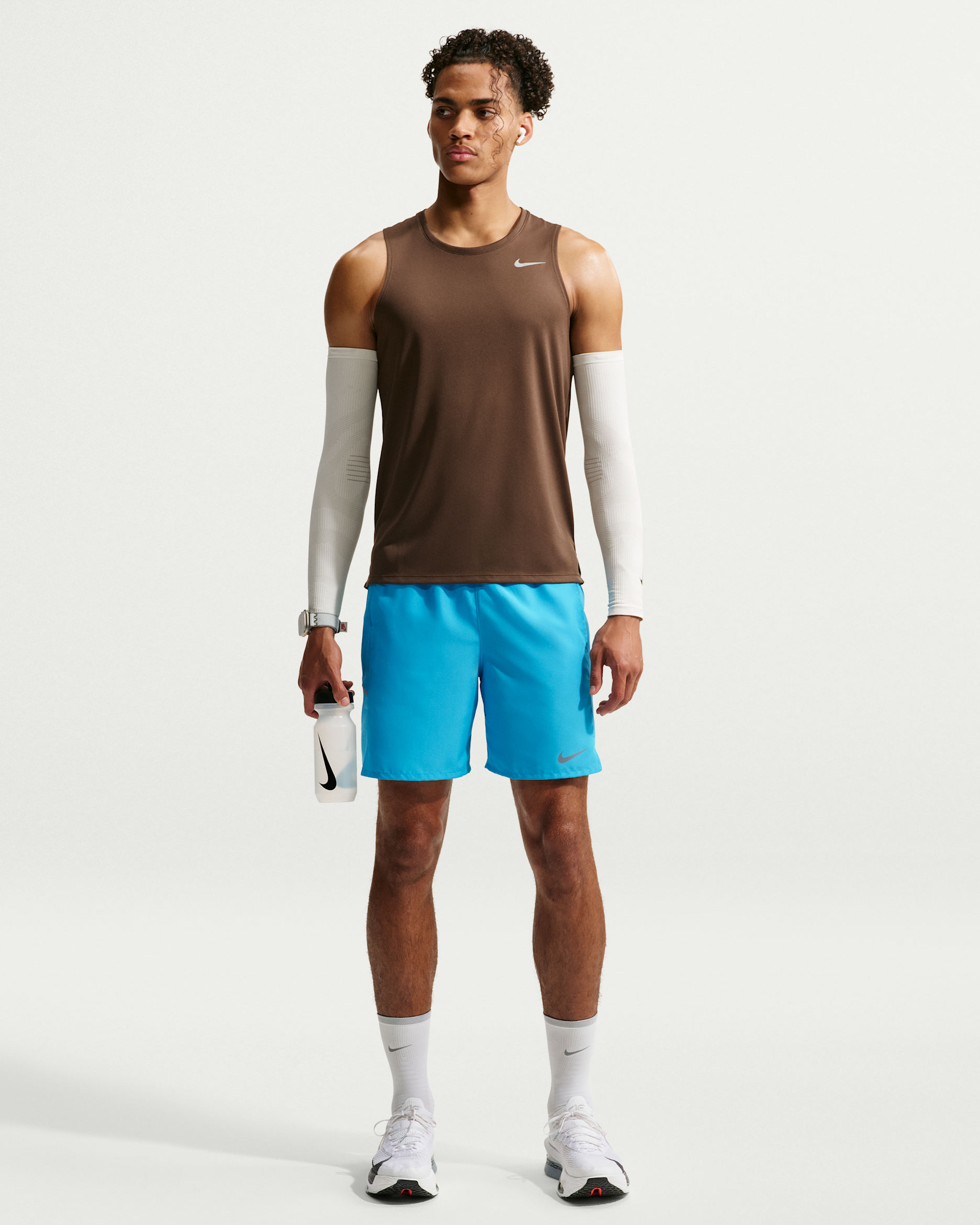 Nike Miler Men's Dri-FIT 18cm (approx.) Brief-Lined Running Shorts - Light Current Blue/Baltic Blue