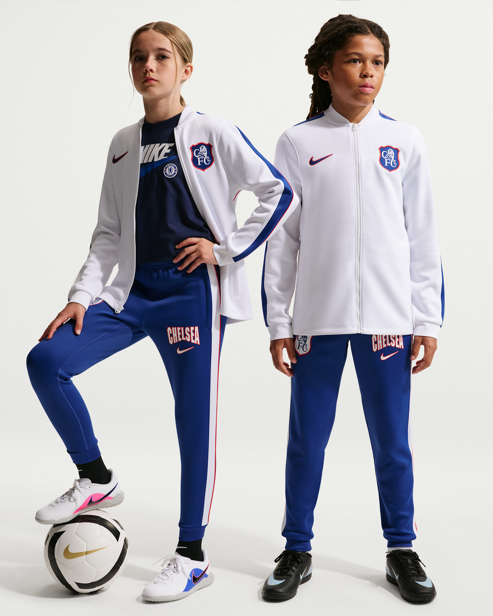3e survêtement de foot en maille Nike Dri-FIT Chelsea FC Strike pour ado - Blanc/Rush Blue/Global Red/Rush Blue