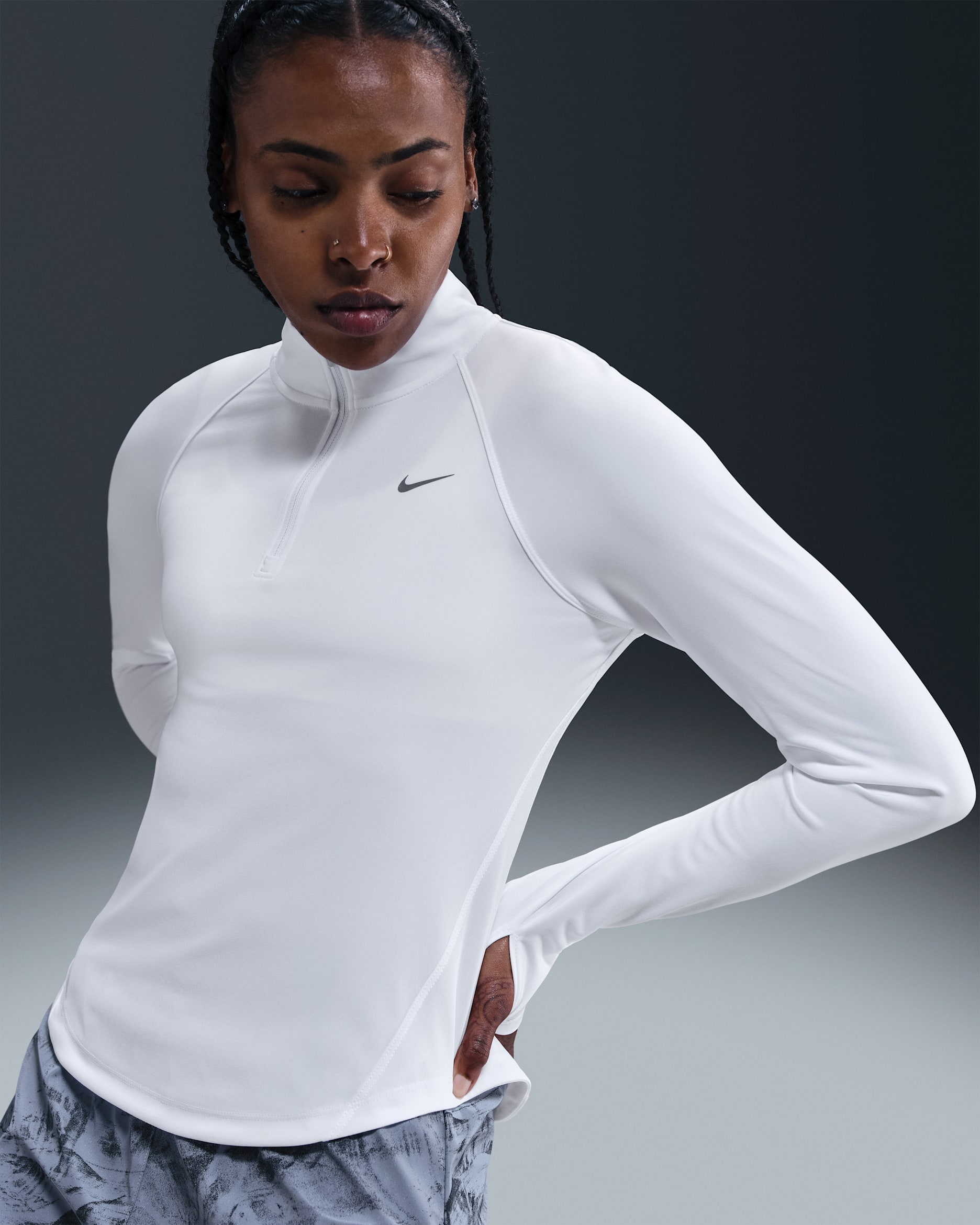 Top da running Dri-FIT con zip a 1/4 Nike Tempo – Donna - Bianco