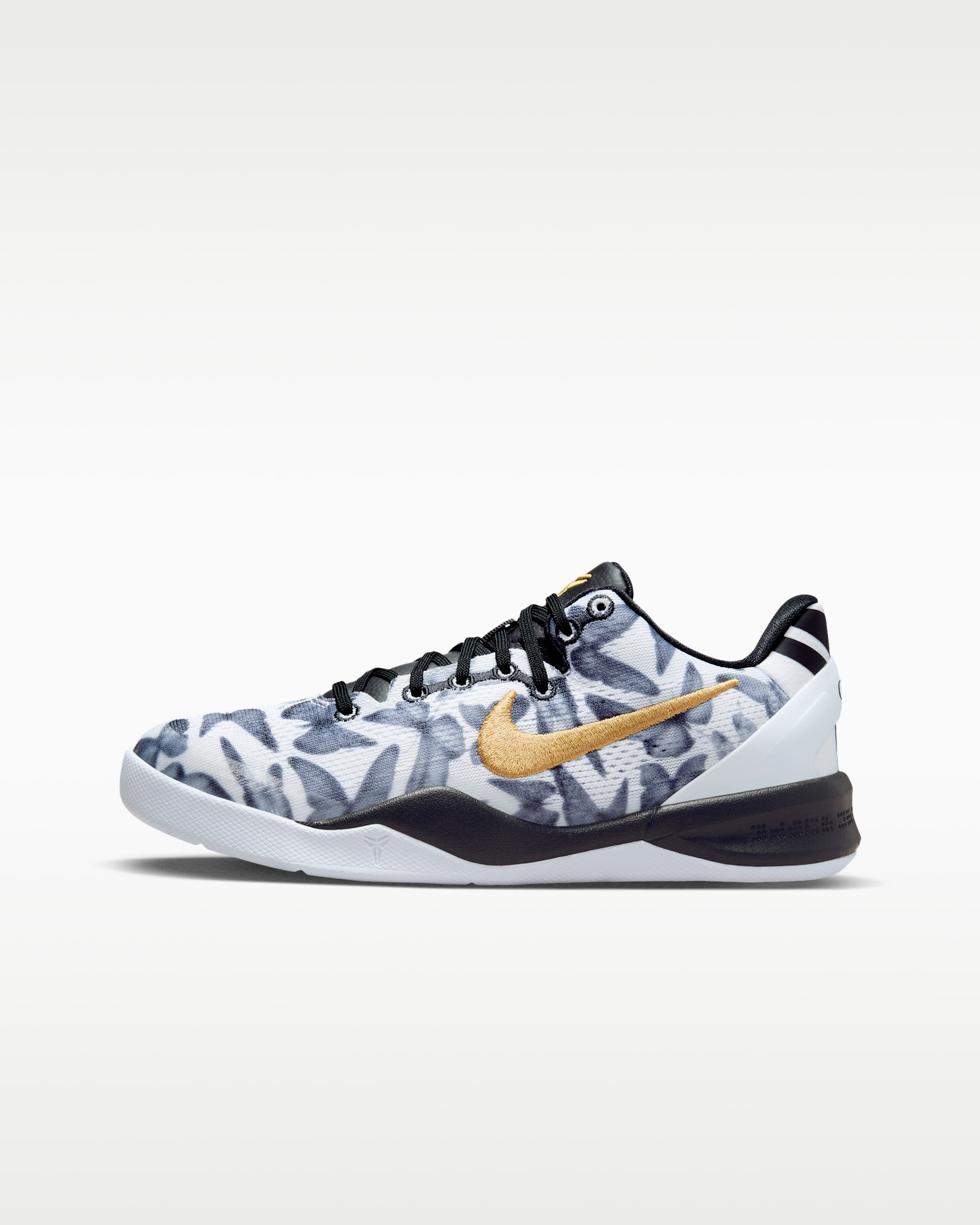 Kobe VIII Big Kids' Basketball Shoes - White/Black/Metallic Gold