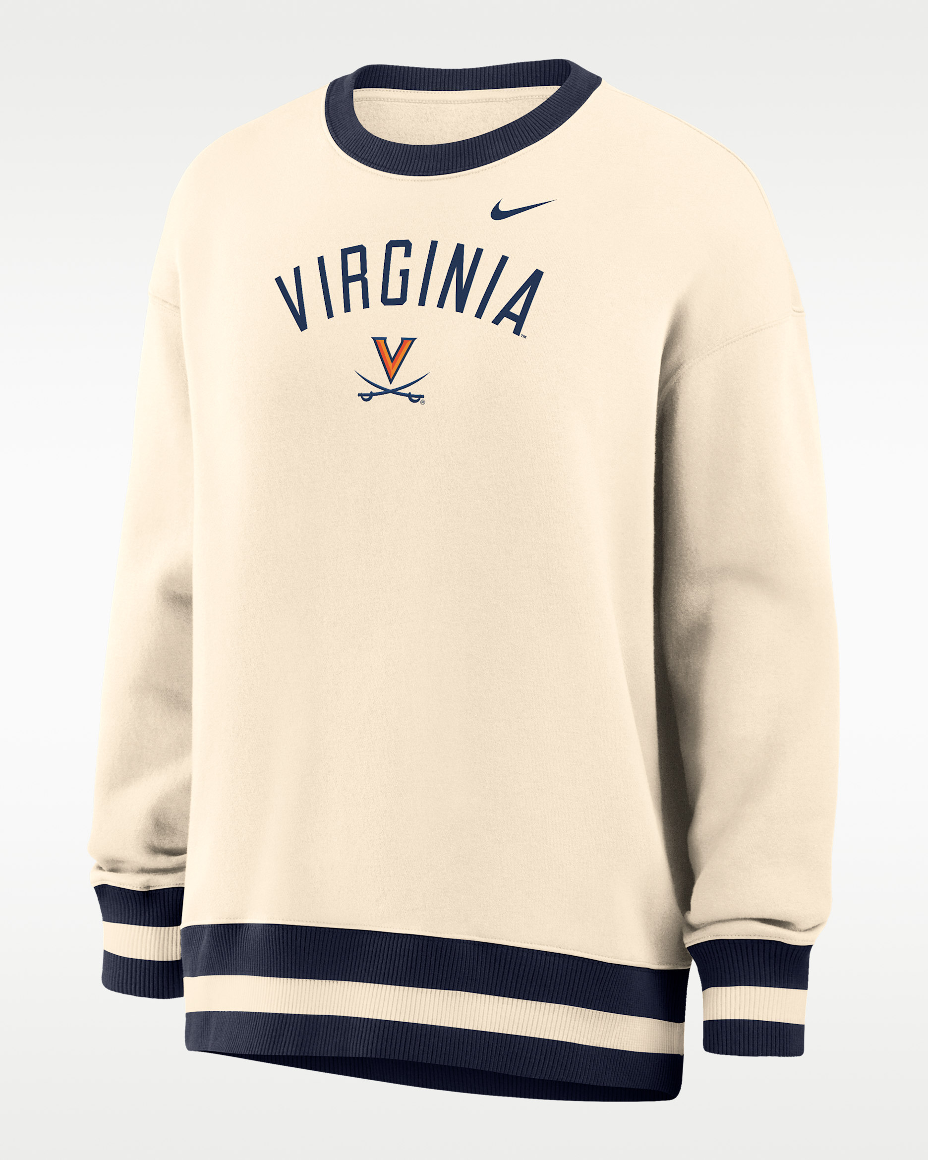Nike Phoenix (Virginia) Women's Oversized Crew-Neck Sweatshirt - Natural/College Navy