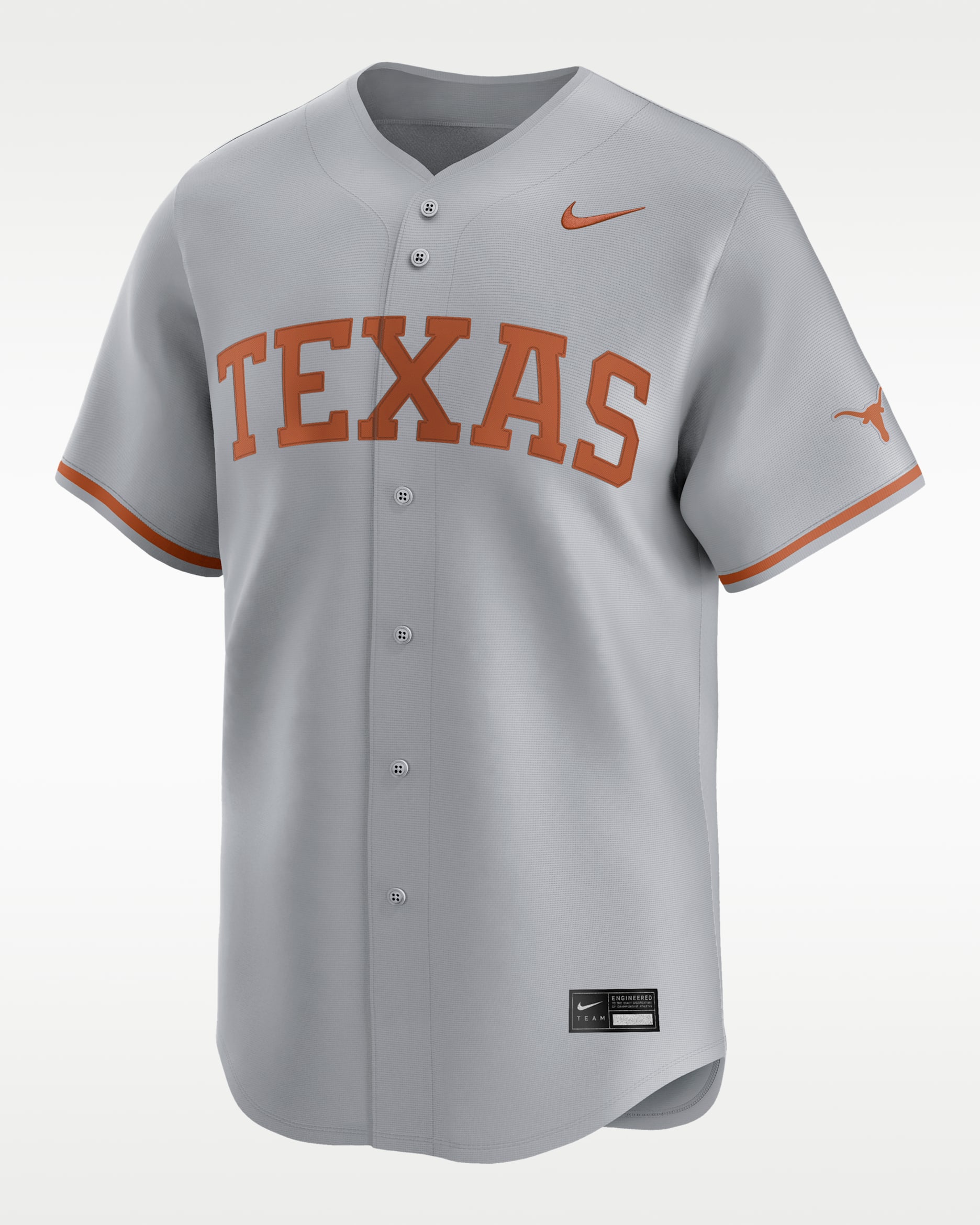 Texas Wordmark Men's Nike College Limited Baseball Jersey - Grey