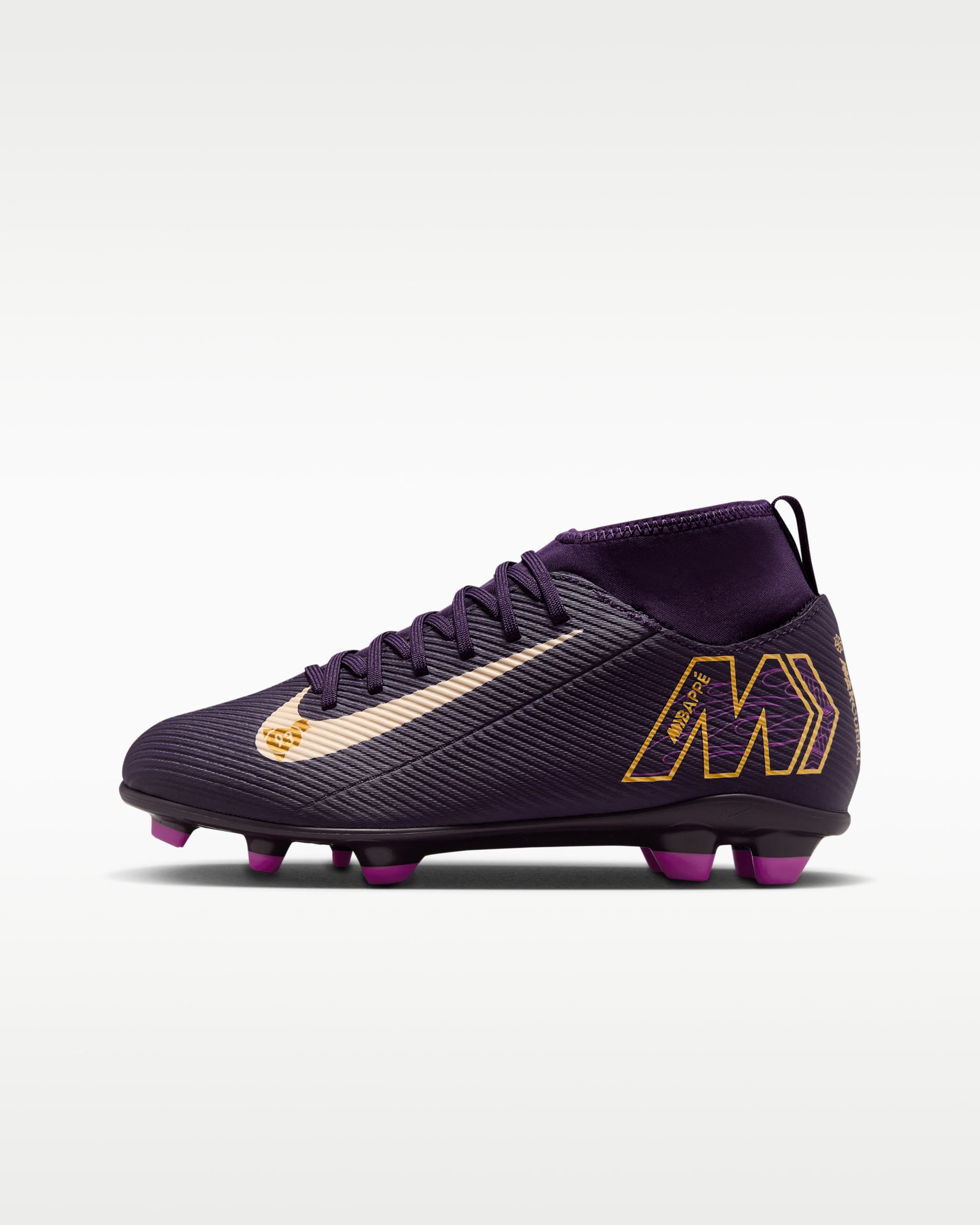 Nike Jr. Mercurial Superfly 10 Club 'Kylian Mbappé' Younger/Older Kids' Multi-Ground High-Top Football Boot - Grand Purple/Pale Ivory