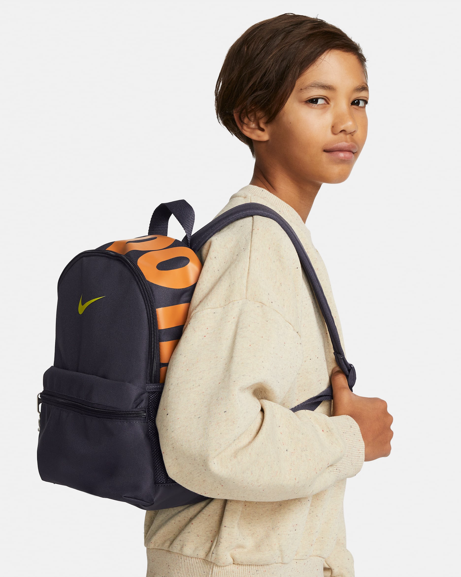 Nike Brasilia JDI Kids' Mini Backpack (11L) - Gridiron/Monarch/Bright Cactus