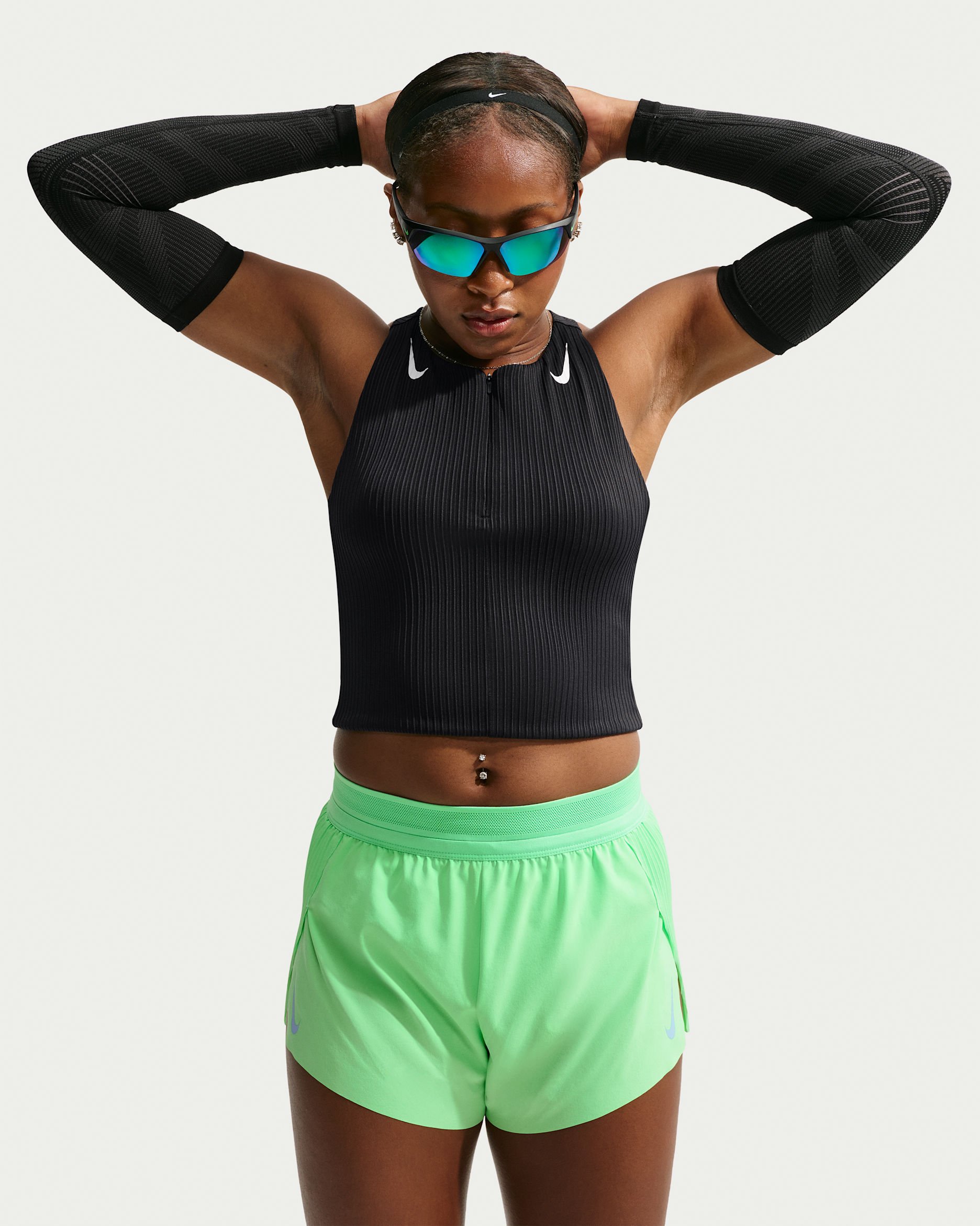 Nike AeroSwift Women's Dri-FIT ADV Cropped Running Tank Top - Black/White