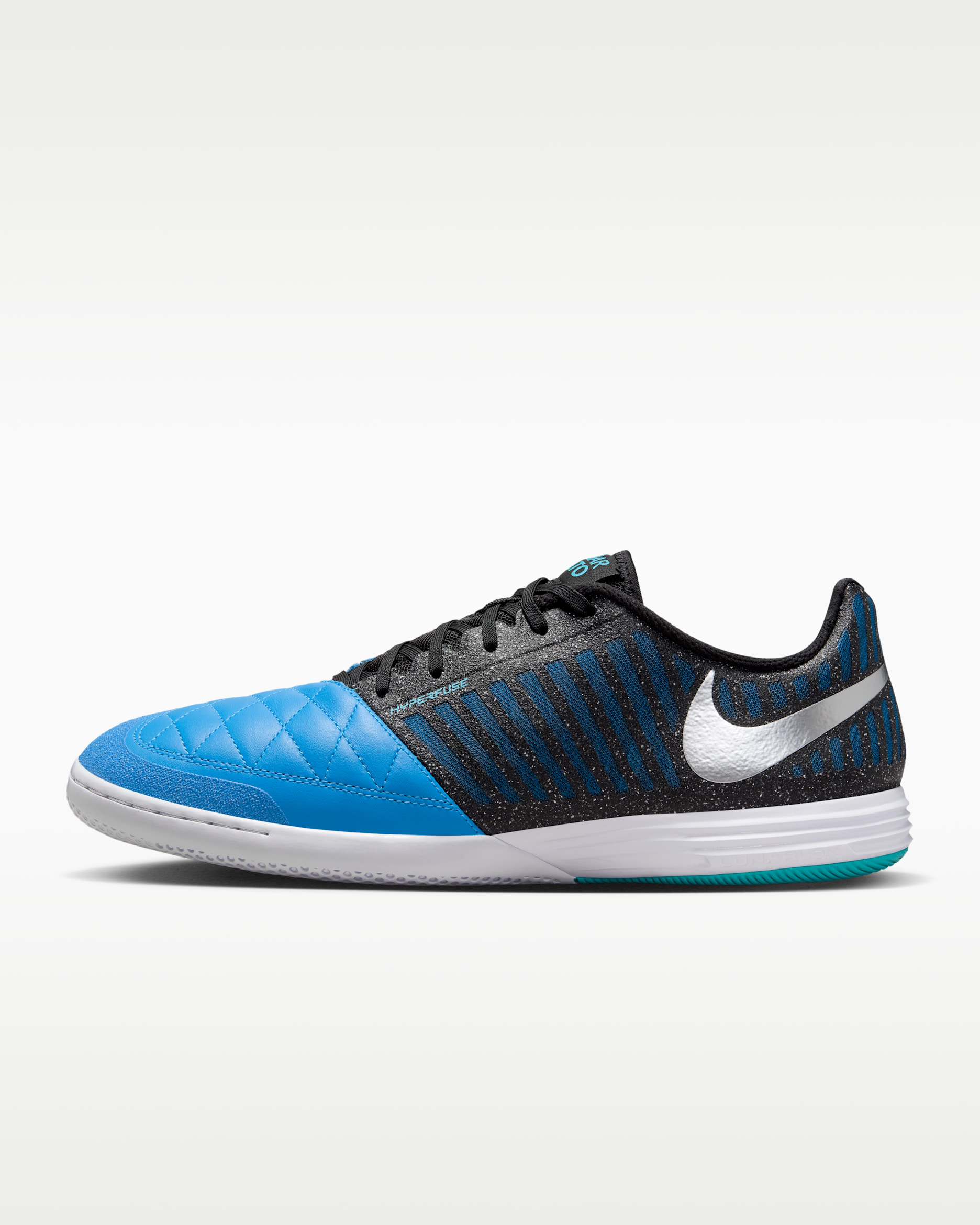 Nike Lunargato II lav fotballsko til innendørsbane/gate - Metallic Silver/Neptune Blue/Svart