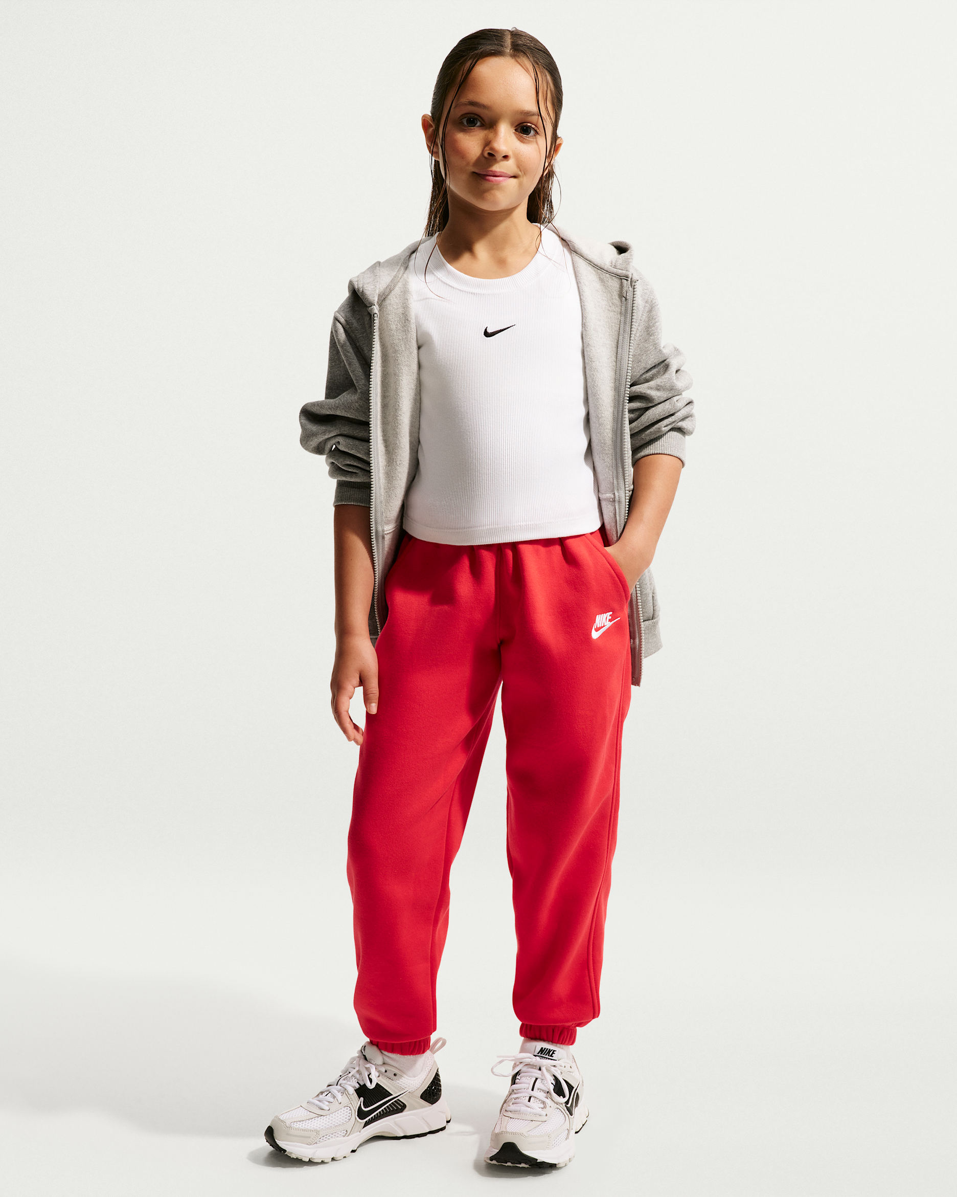 Nike Sportswear Club Fleece Big Kids' Loose Pants - University Red/University Red/White
