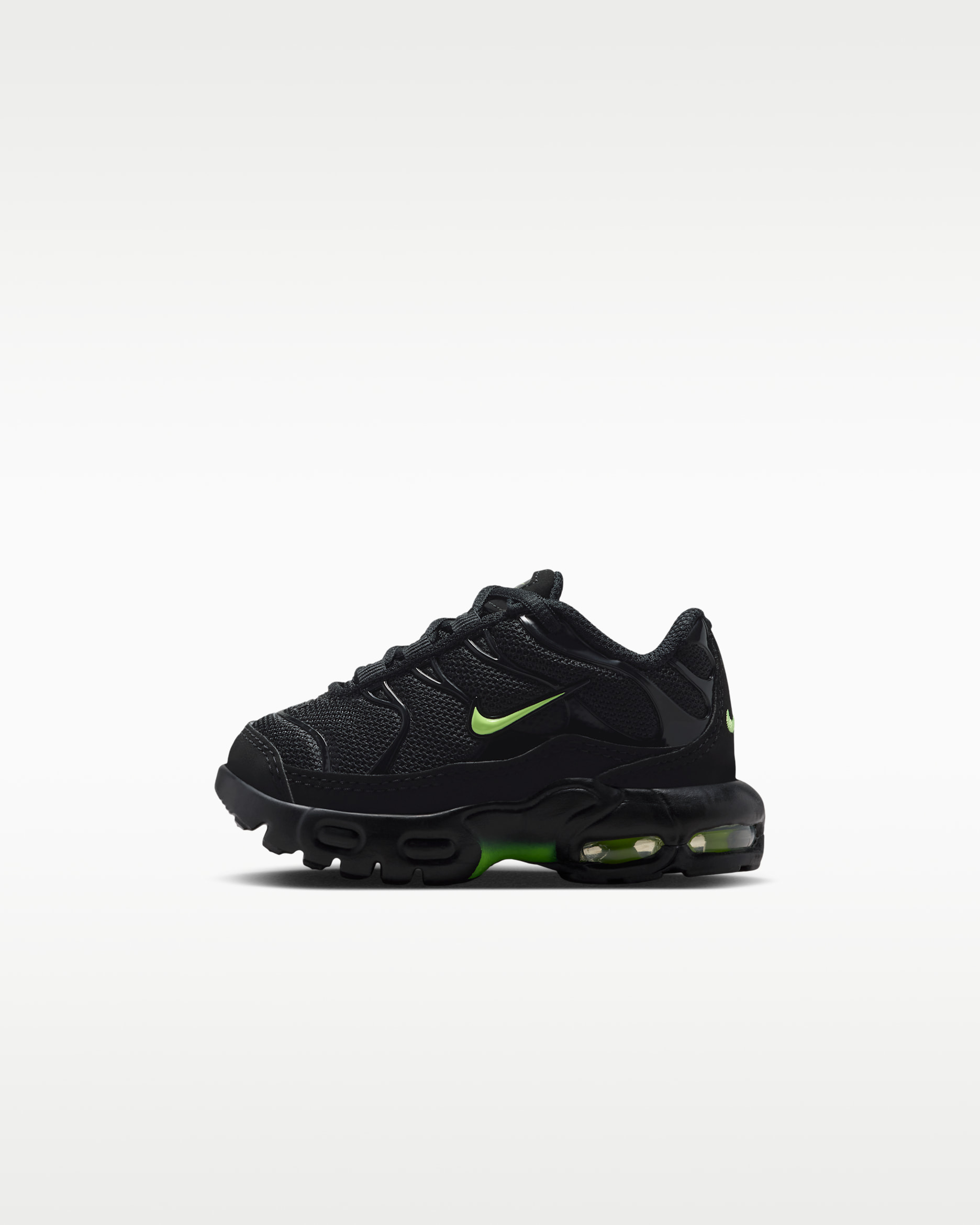 Sko Nike Air Max Plus för baby/små barn - Svart/Svart/Volt Ice