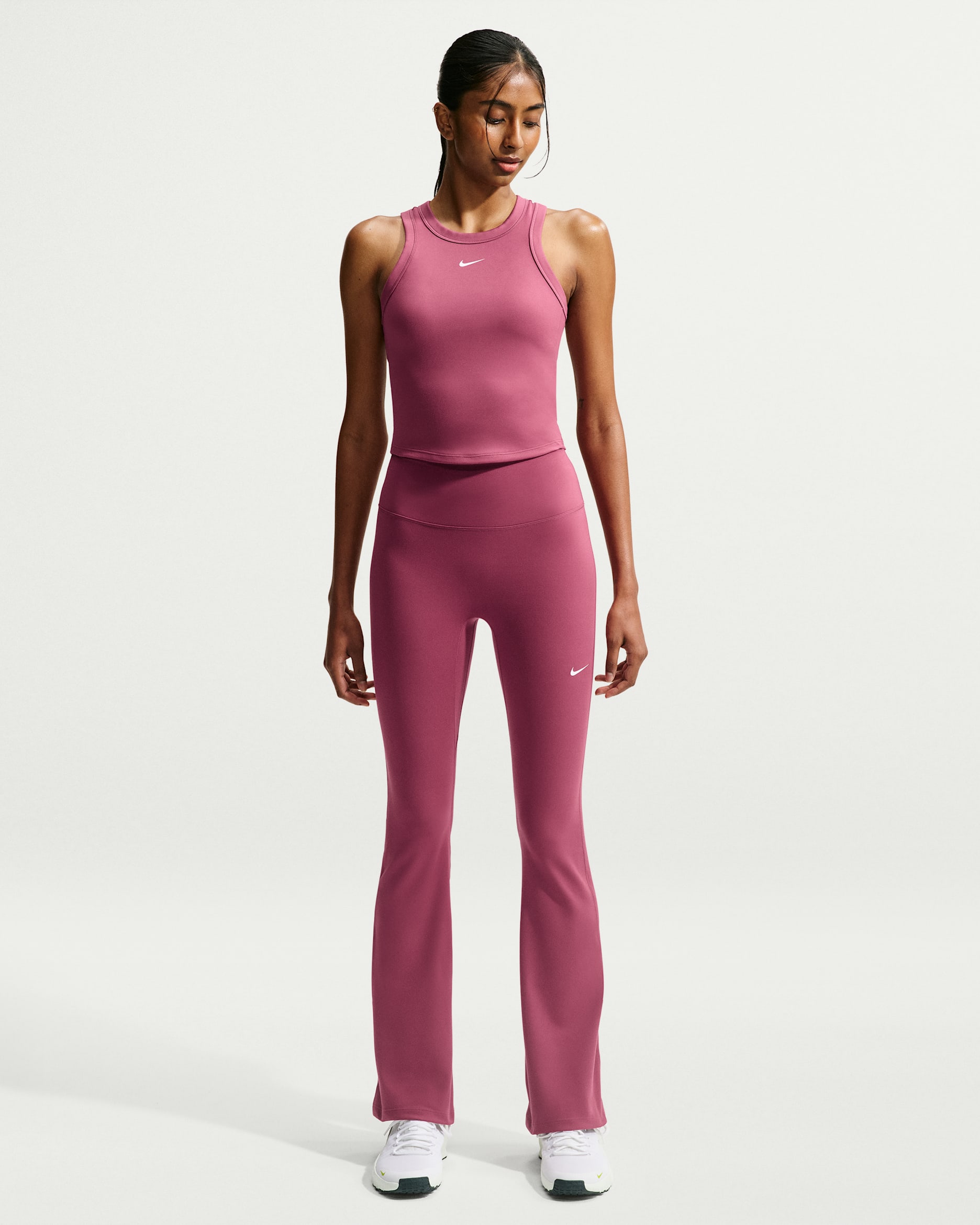 Nike One Women's High-Waisted Flared Leggings - Pink Smoke/White