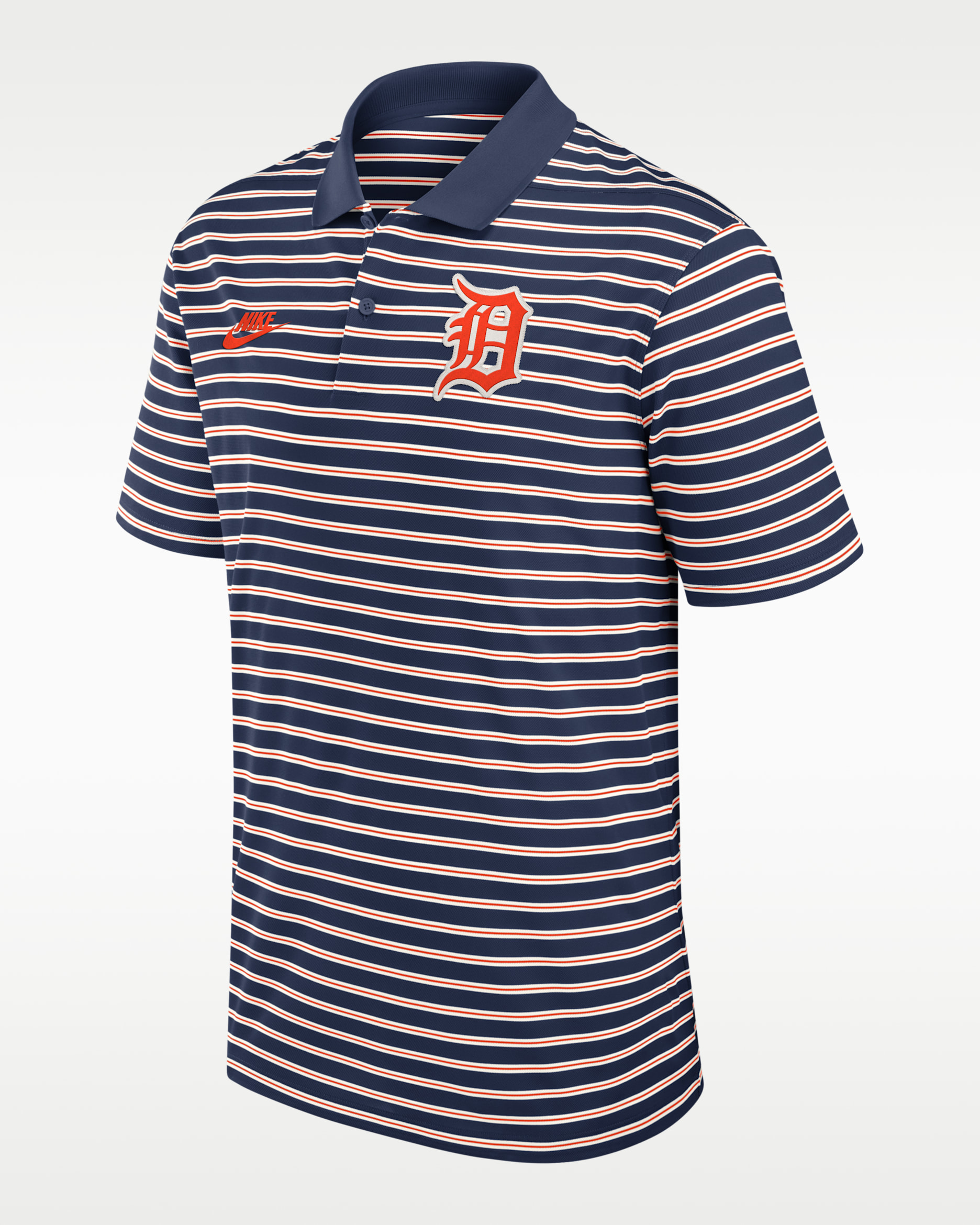 Detroit Tigers Cooperstown Striped Victory Men's Nike Dri-FIT MLB Polo - Navy