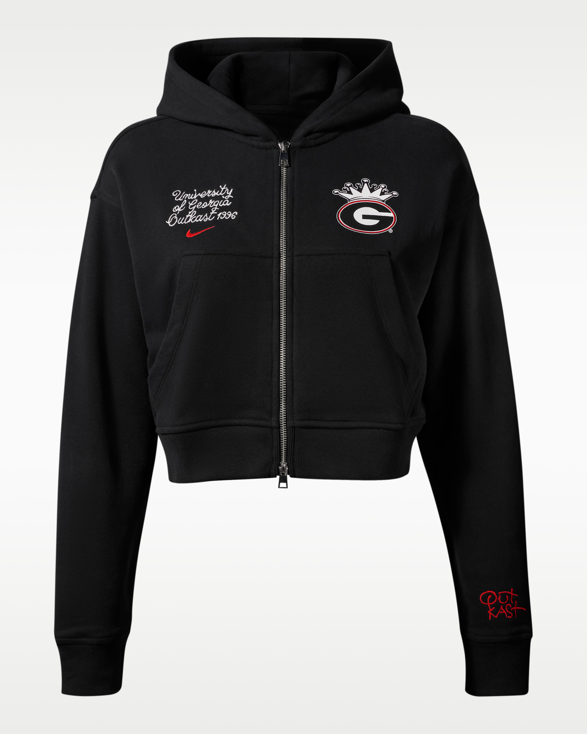 Womens Cropped Zip Hoodie Nike x UGA x Outkast - Black
